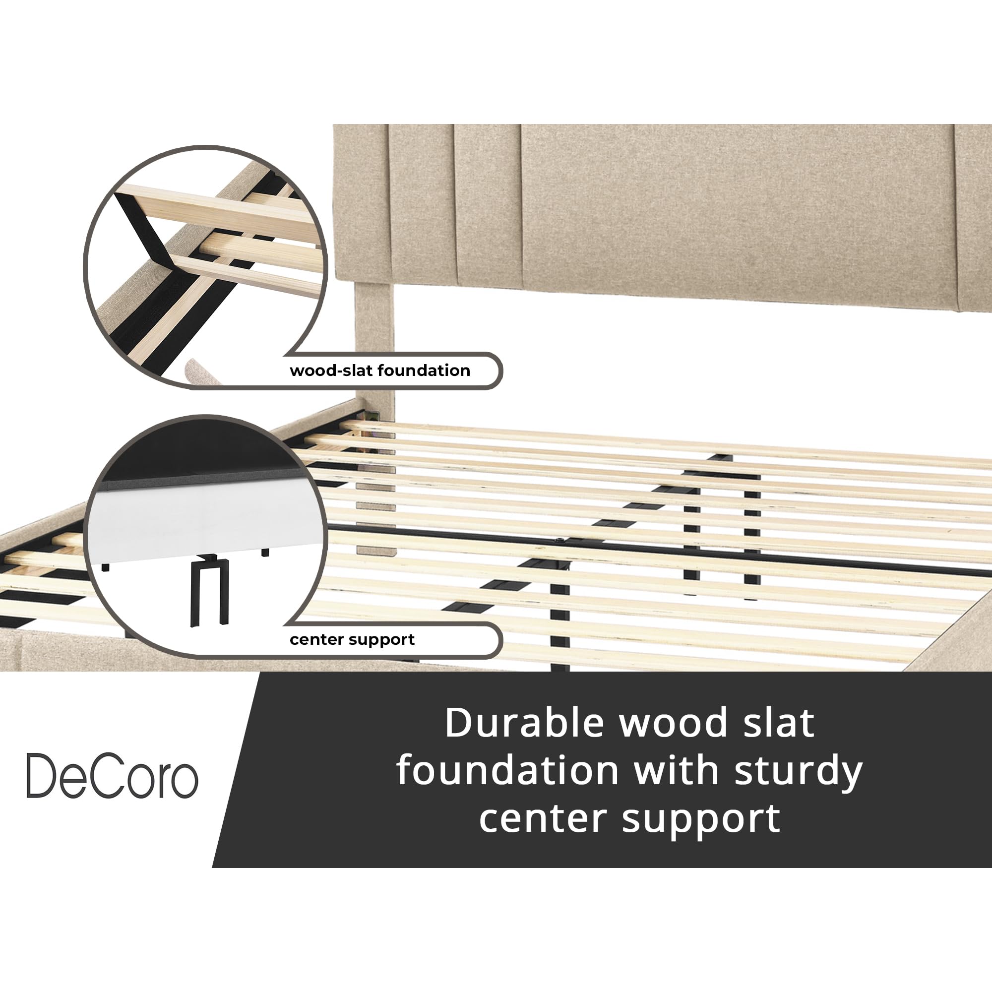 Chicago Modern Tufted Upholstered Platform King Size Bed Frame with Linen Fabric - Luxury Bedroom Furniture for Master Suite, Guest Room & Apartment