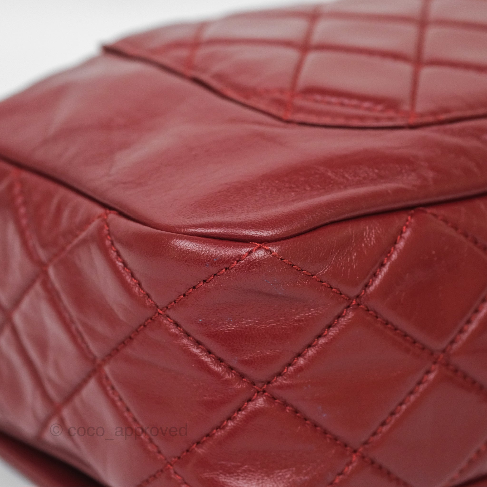 Chanel CC Flap Shoulder Bag in Dark Red Crumpled Leather with Silver Hardware - Luxury Crossbody Bag for Women, Perfect for Date Night & Evening Events