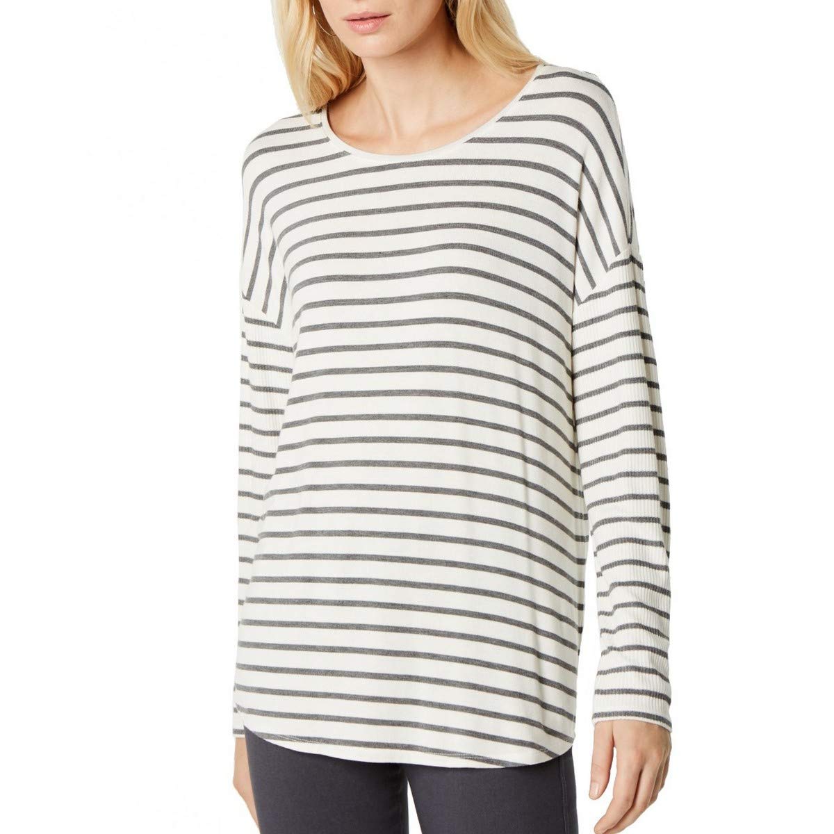 INC Women's Striped Long Sleeve Boat Neck Sweater Top - Soft Knit Pullover for Fall & Winter - Perfect for Office, Casual Outfits and Holiday Gatherings