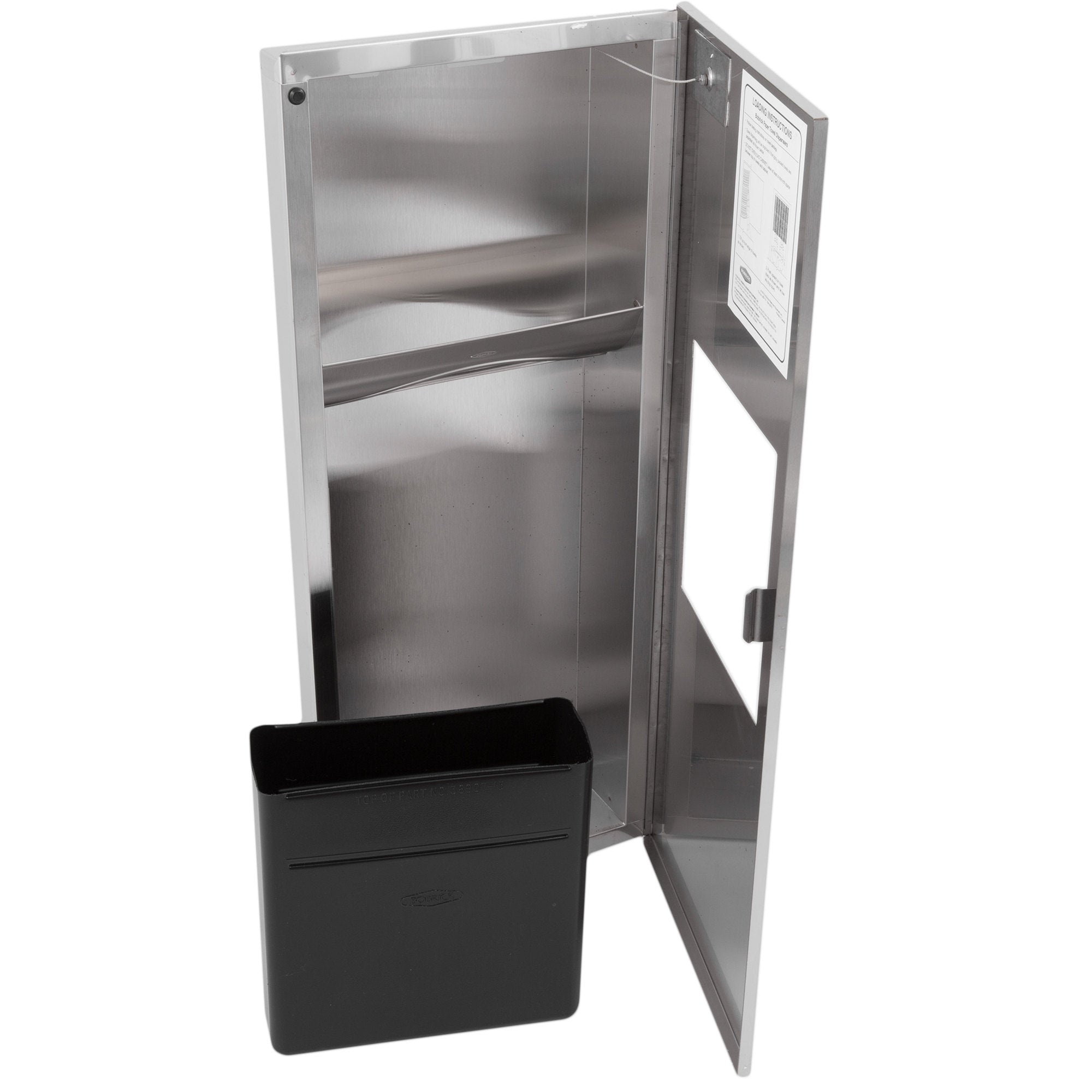 Bobrick B36903 TrimLine Series Recessed Paper Towel Dispenser & Waste Receptacle - Satin Finish for Restrooms, Offices & Commercial Spaces