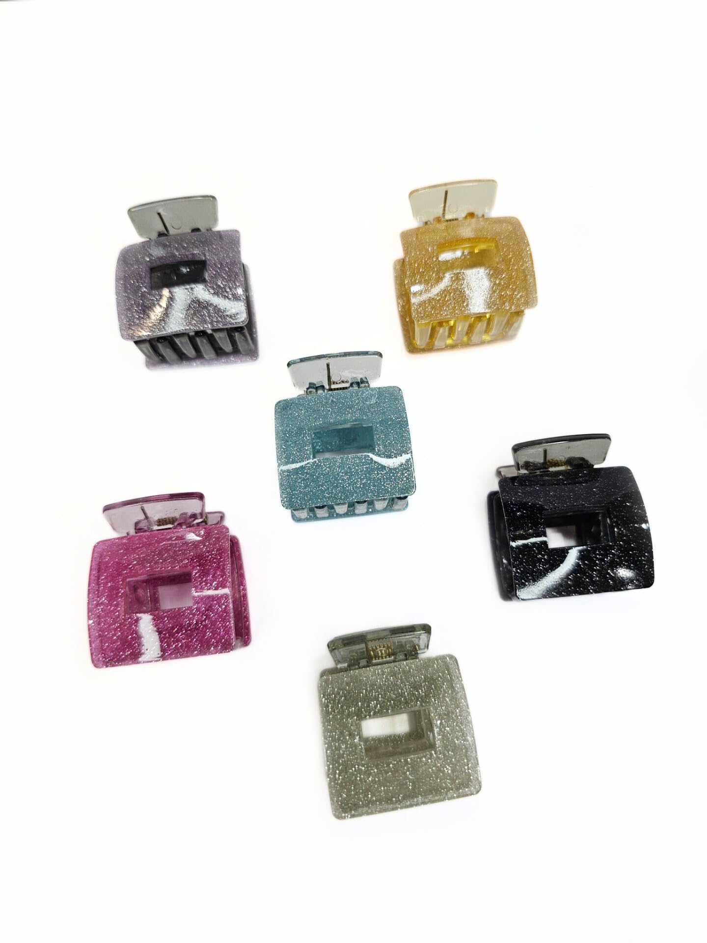 Glitter Claw Clips for Women - Pack of 6, Medium Thick Hair - Perfect for Parties & Everyday Style