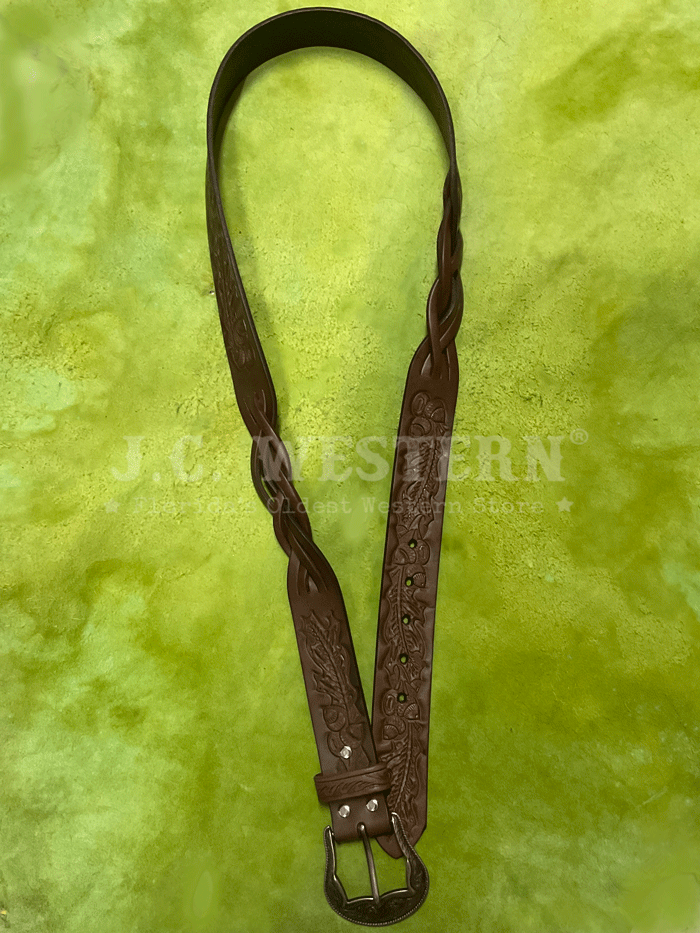 Angel Ranch D140001202 Women's Braided Acorn Belt - Brown Leather Waist Belt for Western Fashion, Boho Outfits & Autumn Styling