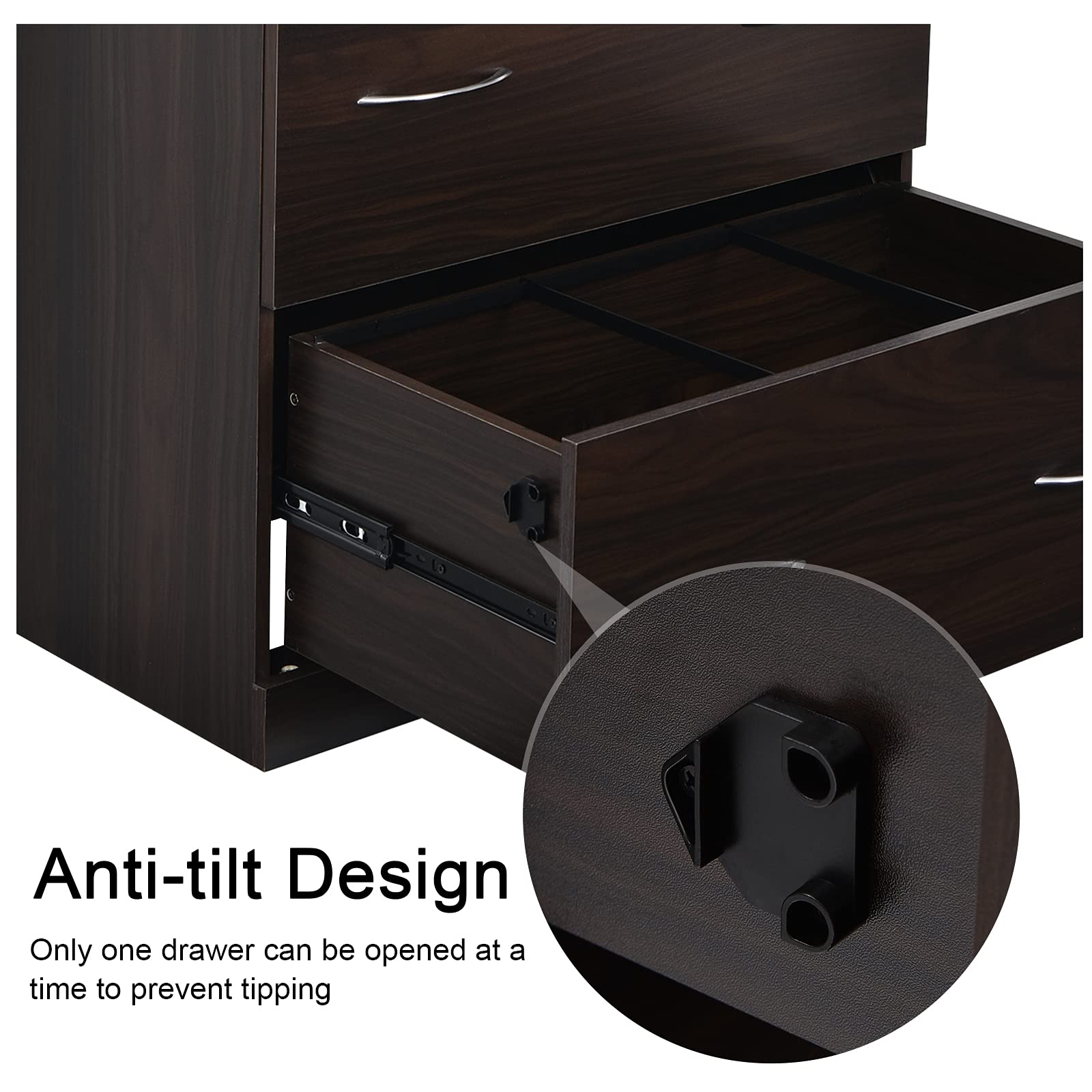 Giantex 2-Drawer Lateral File Cabinet with Lock - Heavy Duty Metal Storage Cabinet for Home & Office - Organize Documents, Books, Photos | Perfect for Office, Library, and Home Decor (Brown)