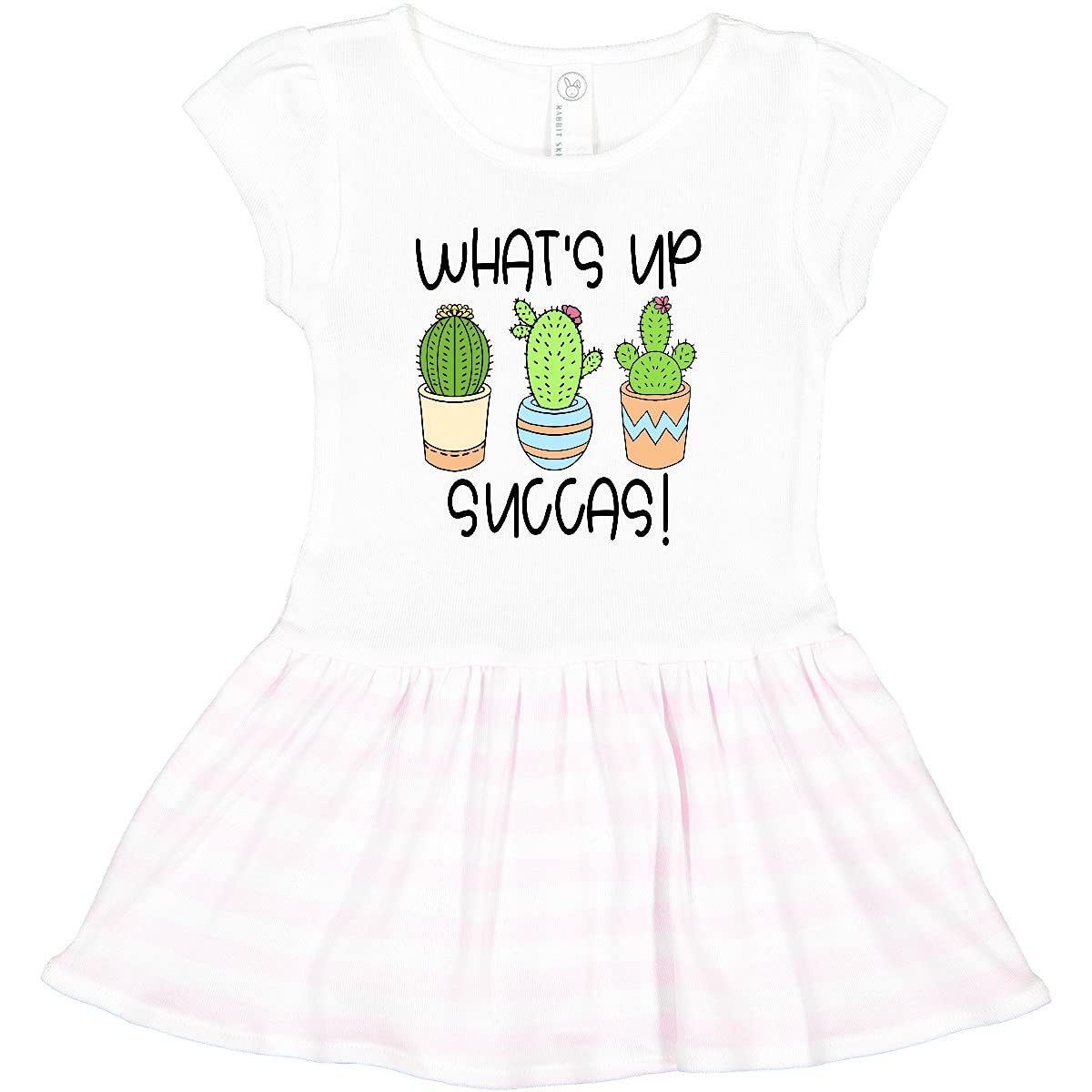 Inktastic What's Up Succas Funny Cacti Plants Toddler Dress - Cute Baby Girl Outfit for Playdates, Birthday Parties & Family Photos
