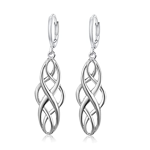 QIGARUGU Classic Stainless Steel Dangle Earrings for Women - Shiny Minimalist Drop Earrings with Cubic Zirconia & 925 Sterling Silver Post | Lightweight Fashion Jewelry Gift for Her | Perfect for Parties, Weddings & Everyday Wear