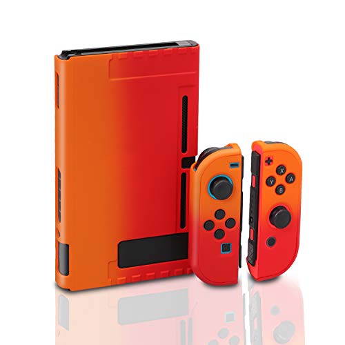 HEATFUN Protective Hard Shell Case for Nintendo Switch Console & Joy-Cons - Dockable, Includes Thumb Grips, Shockproof Cover for Gaming & Travel (Red) - Perfect for Home Use, Commuting, and On-the-Go Gaming Protection