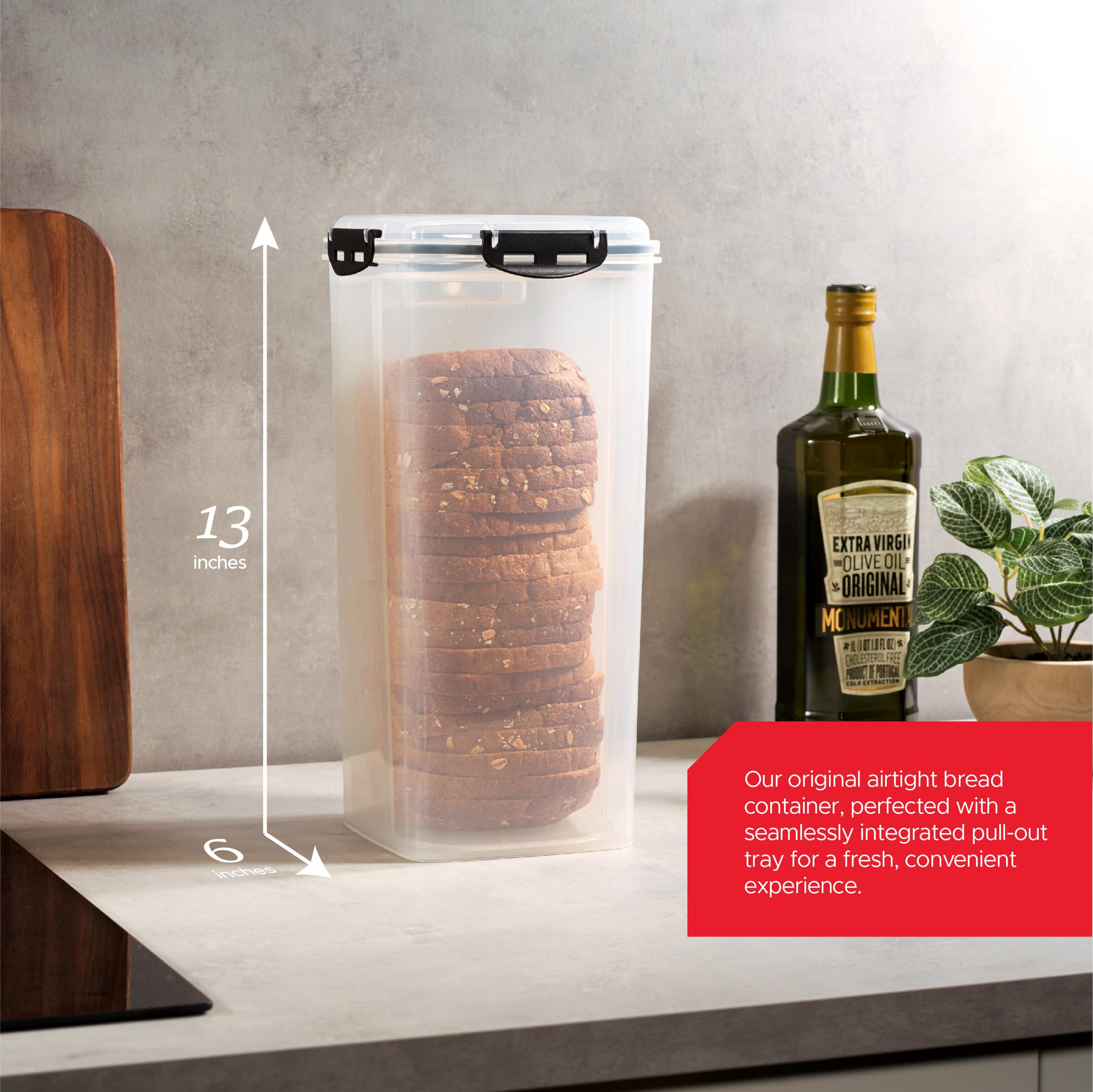 Tafura 2-Pack BPA-Free Plastic Bread Storage Container with Tray - Airtight Bread Box for Homemade Loaves, Baked Goods | Perfect for Kitchen Countertop, Pantry Organization & Freshness Preservation