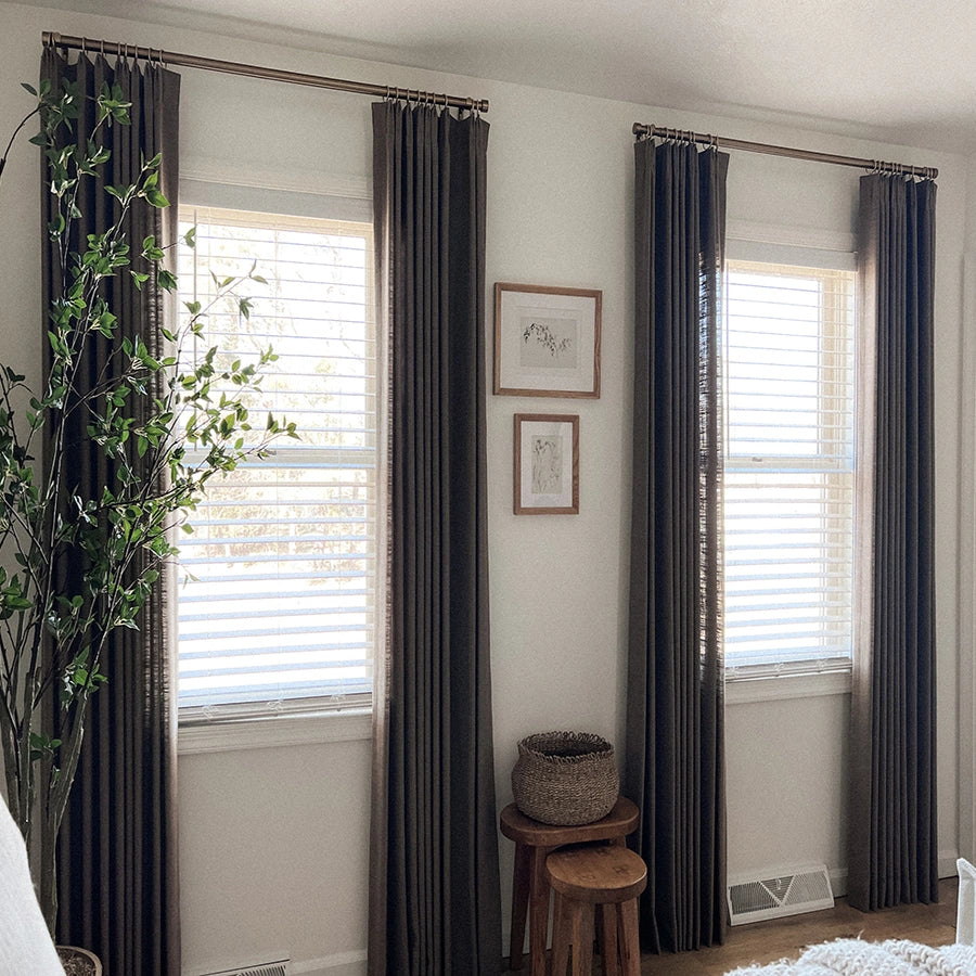 Pinch Pleated Blackout Curtains - 100% Linen Fabric for Modern Home Decor | Noise Reducing & Thermal Insulated Window Drapes for Bedroom & Living Room