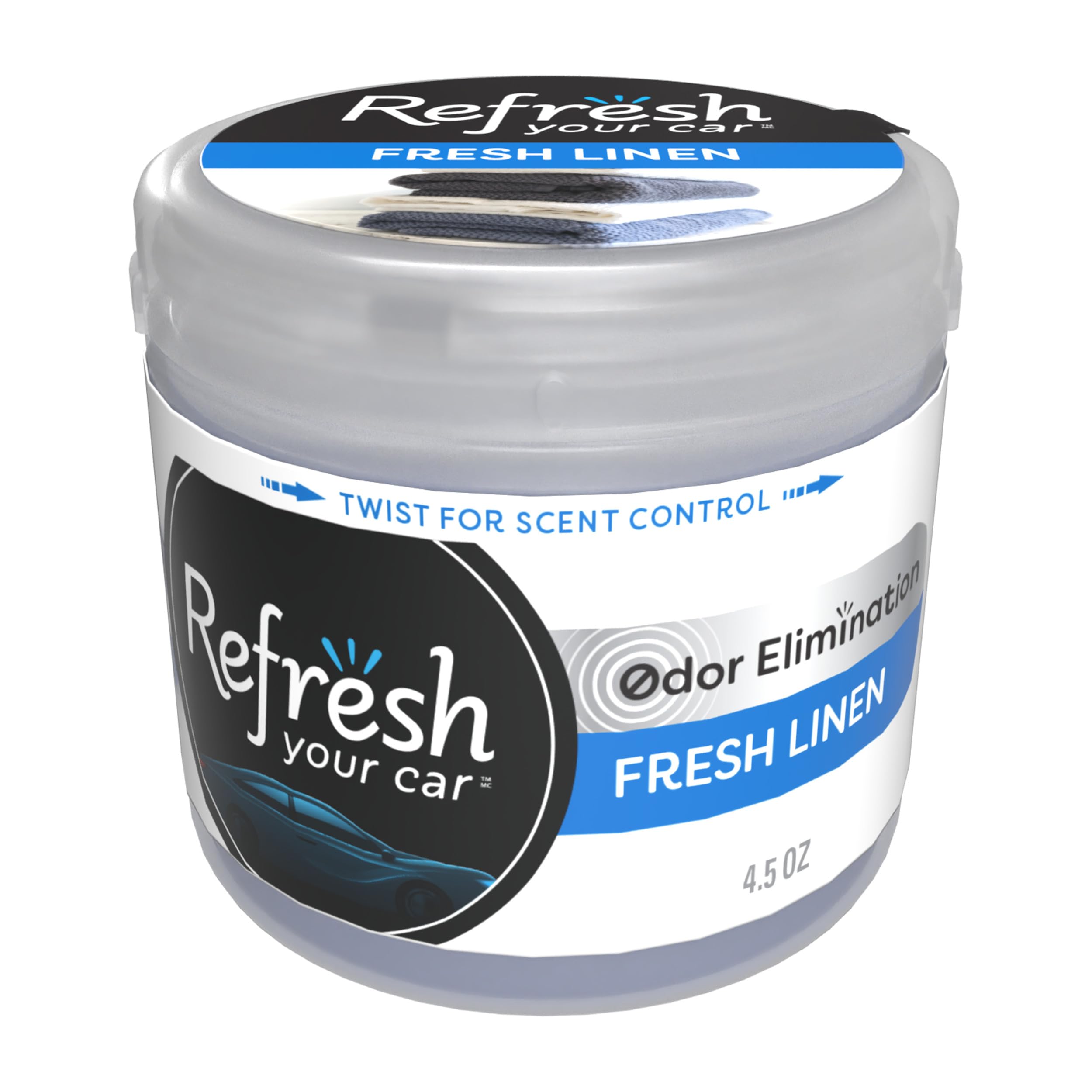Refresh Your Car Scented Gel Air Freshener - Fresh Linen Fragrance for Cars | Long-Lasting Car Odor Eliminator & Interior Freshener for Daily Commute, Road Trips & Office Parking