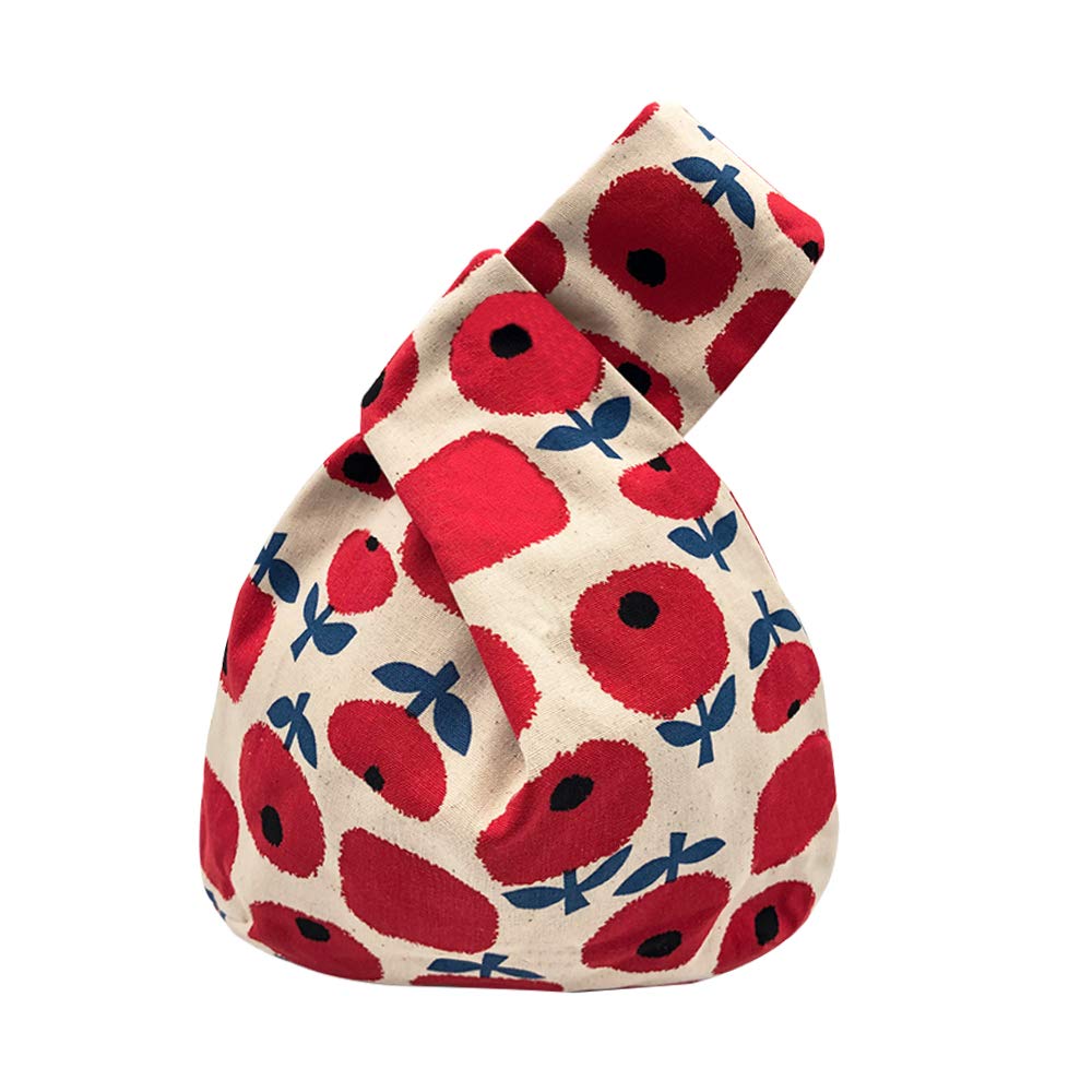 Japanese Pattern Cotton Wrist Bag - Stylish Knot Pouch Sleeve for Women, Men, Teens - Portable Canvas Tote Purse Gift for Girlfriend, Wife, Boy - Perfect for Travel, Shopping & Everyday Use
