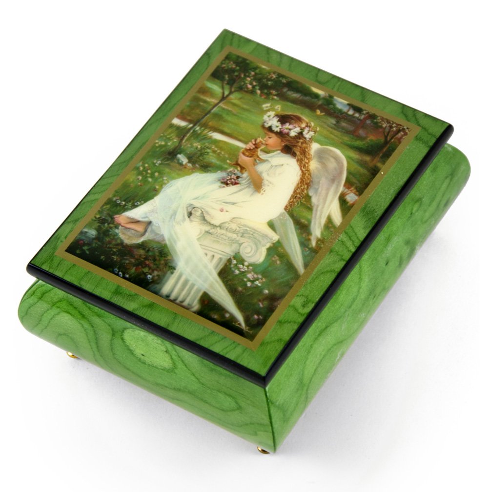 Handmade Ercolano Music Box with Kitten Kisses Design by Sandra Kuck - Christmas Gift with Multiple Song Options - Perfect for Holiday Decor, Baby Showers & Anniversary Presents