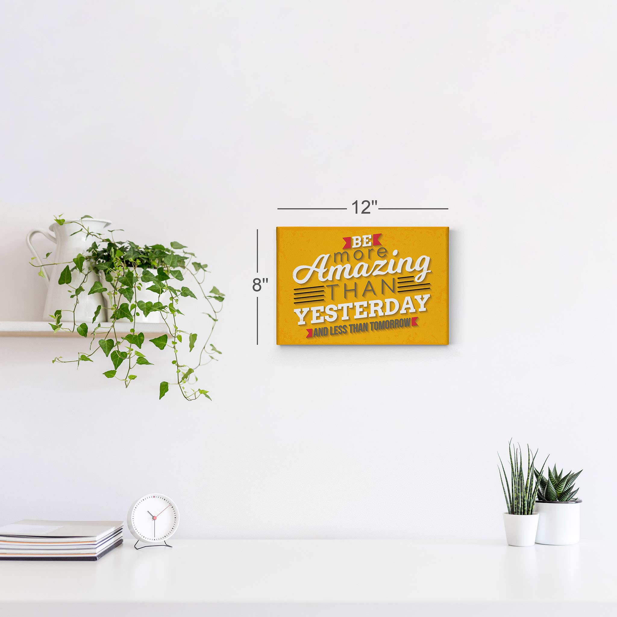 Smile Art Design 'Be More Amazing Than Yesterday' Motivational Gym Quote Canvas Print - Inspirational Home & Office Wall Decor (24x36 Inch) | Ready to Hang | Made in USA | Perfect for Fitness Rooms, Workout Spaces & Motivational Gifts