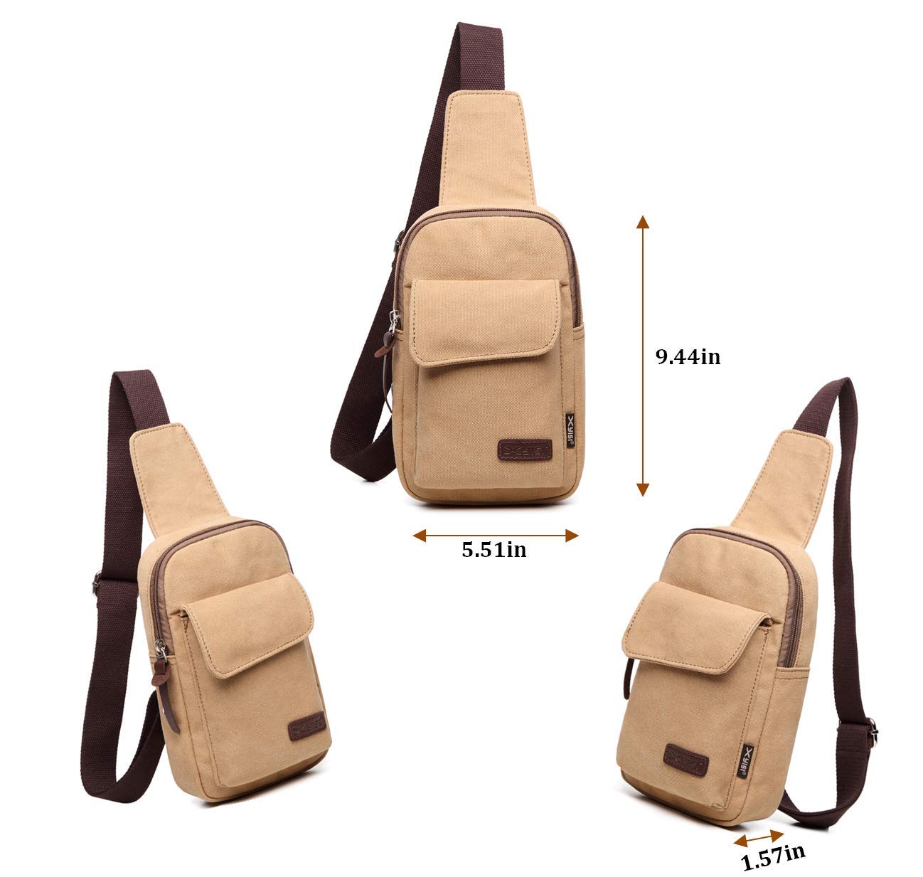 Wxnow Canvas Sling Bag Crossbody Backpack for Women & Men - Lightweight Chest Shoulder Bag for Travel, Hiking & Daily Use