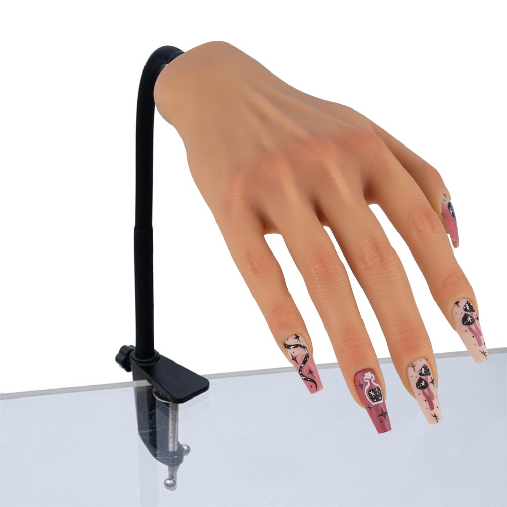 Professional Silicone Practice Hand for Acrylic Nails - Adjustable Mannequin Hand for Nail Art Training, Perfect for DIY Beginners & Salon Artists - Ideal for Home Practice, Nail School & Professional Development