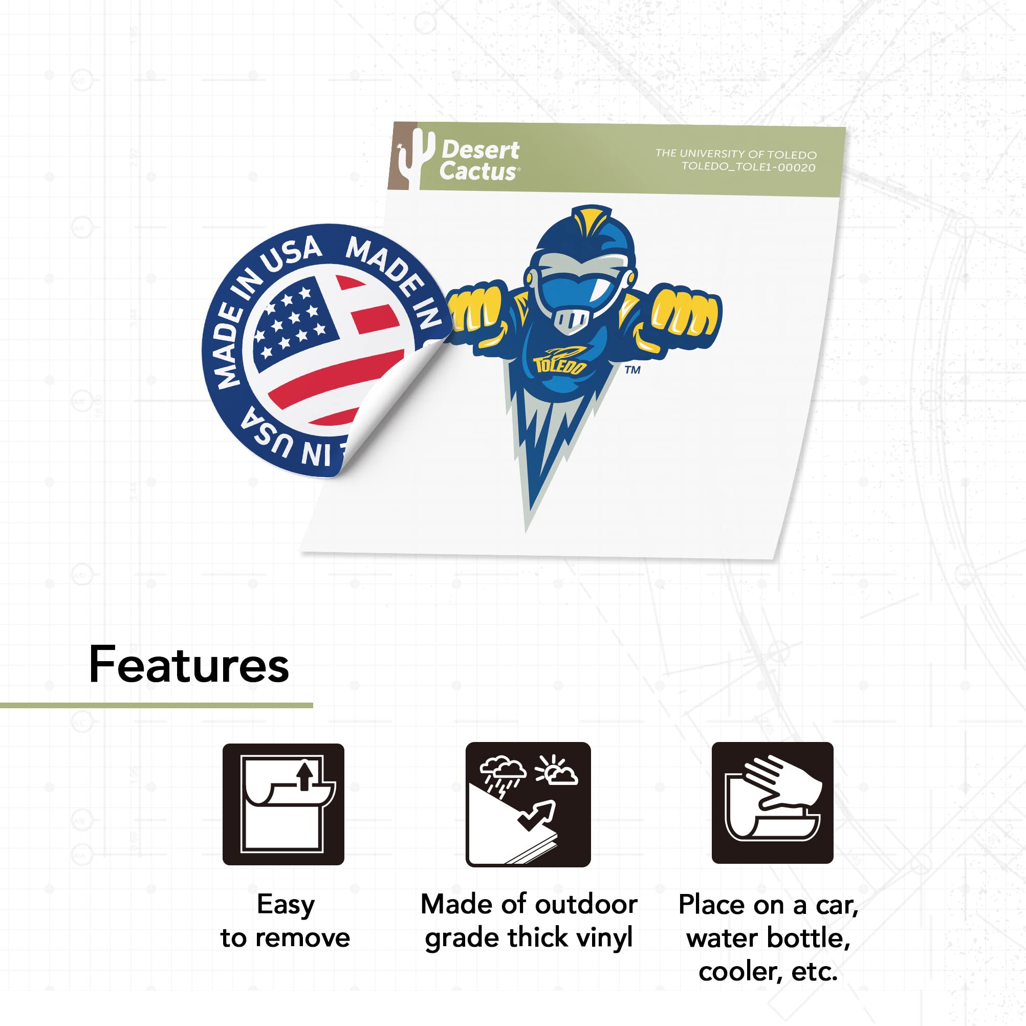 University of Toledo UT Rockets Vinyl Decal Sticker - Waterproof Laptop, Water Bottle, Car, Scrapbook Decoration - Perfect for College Students, Alumni, and Fans - Show Your School Spirit Anywhere!