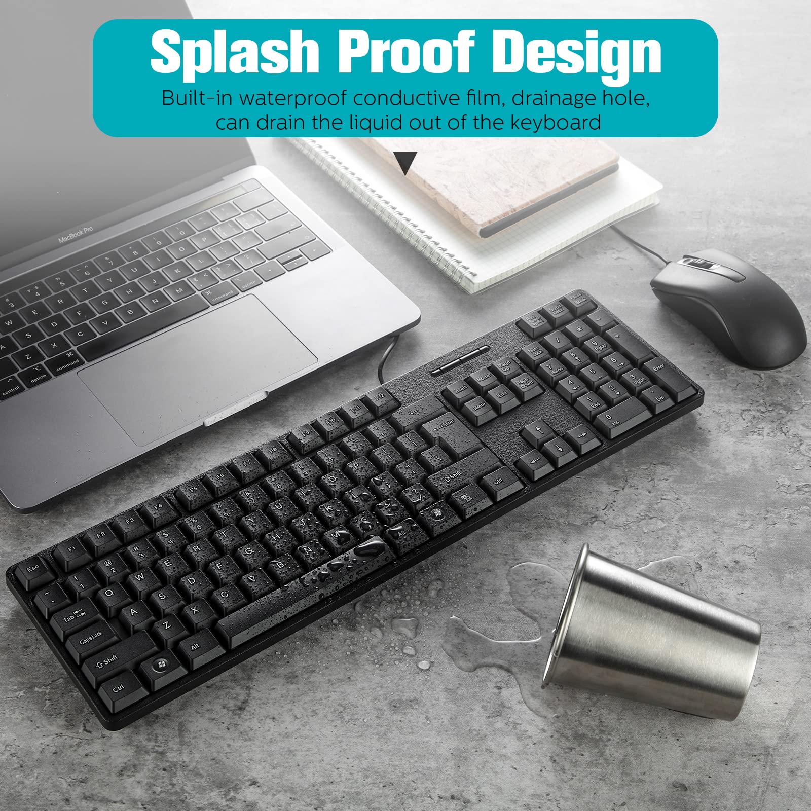 Fabbay 24-Piece USB Wired Keyboard and Mouse Combo Set - 12 Wired Mice & 12 Full-Size Corded Keyboards for School, Office, Home - Compatible with Windows PC, Laptop, Desktop - Perfect for Work, Study & Gaming