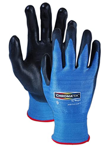 MAGID Dry Grip Level A2 Cut Resistant Work Gloves - 144 Pairs, Polyurethane Coated, Size 7/S, 15-Gauge Hyperon Shell, Reusable, Blue (CT500) - Ideal for Construction, Manufacturing & Food Processing Safety