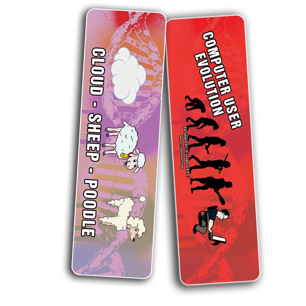 Creanoso Funny Evolution Bookmarks (2 Sets of 6 Cards) - Inspirational Daily Quote Cards - Unique Book Page Clips - Perfect Gift for Book Lovers, Adults & Teens - Great for Reading, Study Motivation & Gift Giving