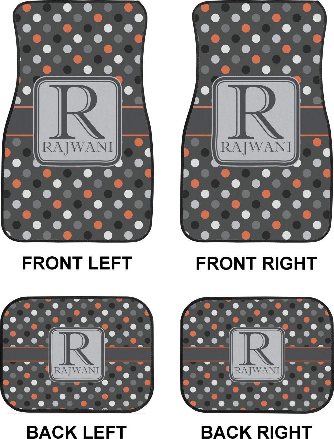 Premium Custom Gray Dots Car Floor Mats Set - 2 Front & 2 Rear Mats for SUVs, Sedans & Trucks | All-Weather Protection & Easy Cleaning