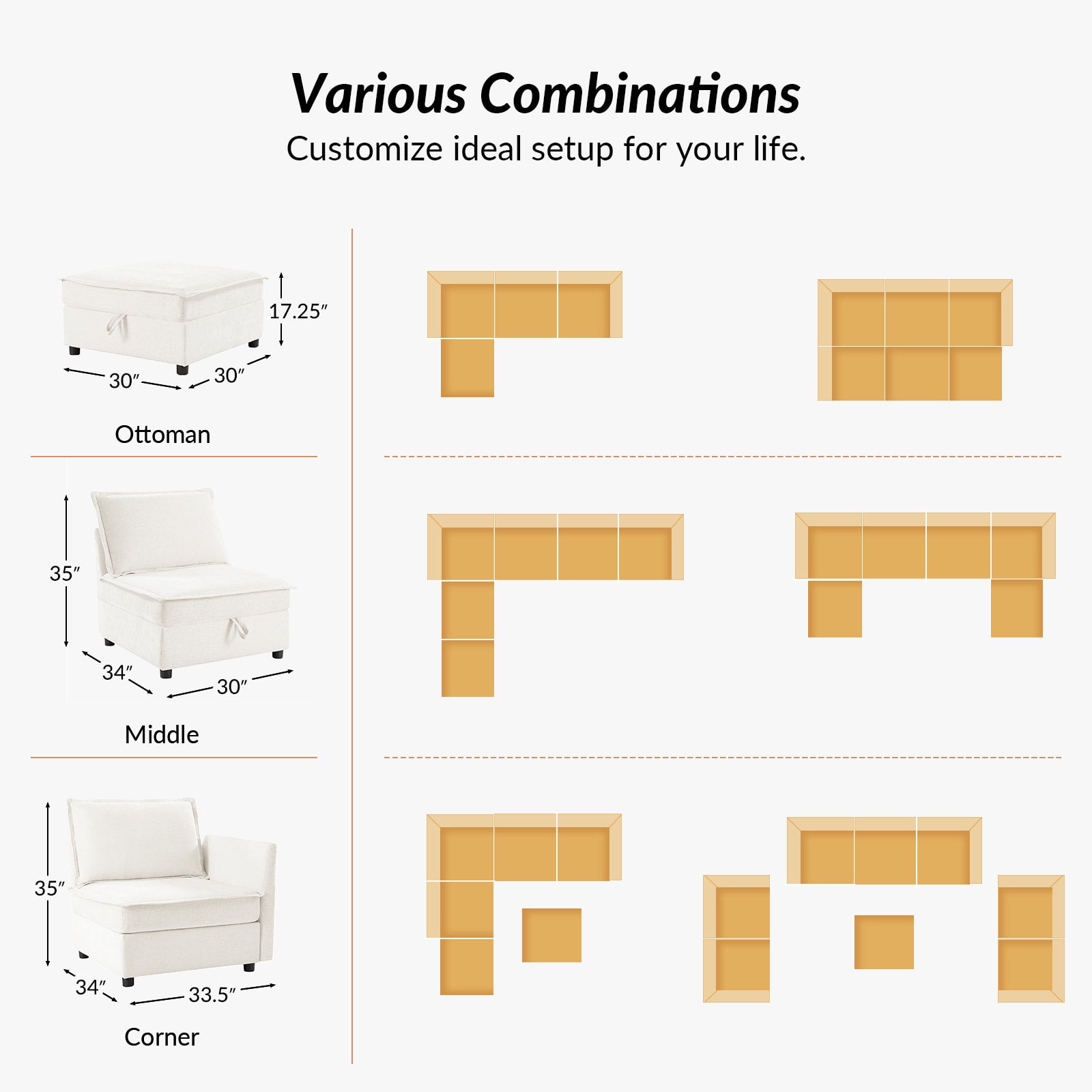 Harmetrix Oversized Soft Sectional Couch with Storage | Modern L-Shaped Sofa Bed with Hidden Compartment | Perfect for Living Room, Family Room & Small Spaces