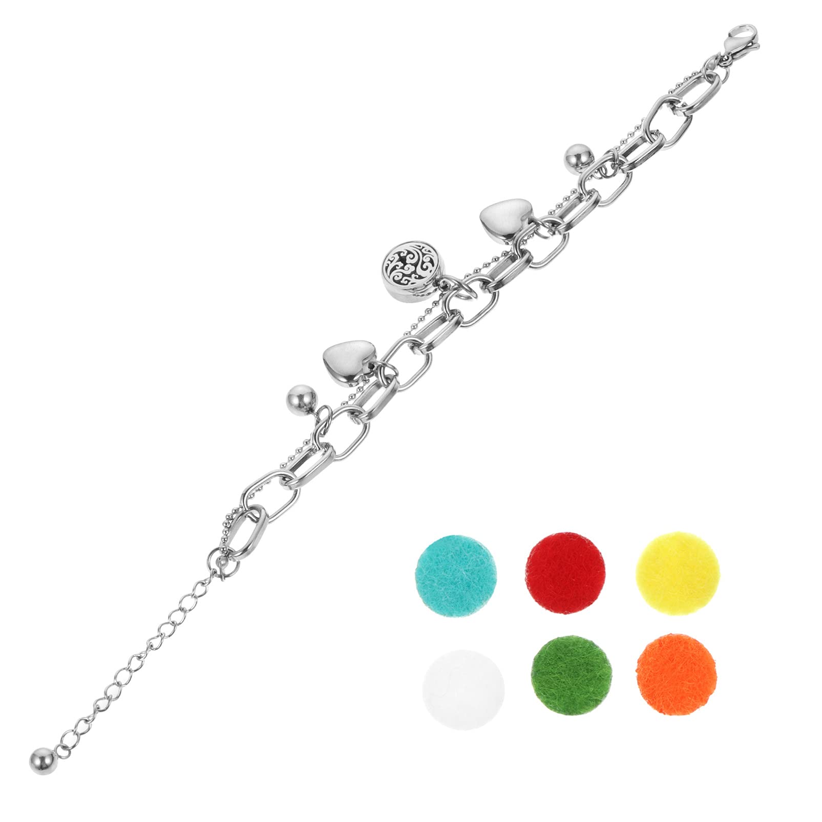 Aromatherapy Bracelet Set - Hollow Heart Pendant Wristband for Women, Stylish Hip Hop Fashion Jewelry Gift for Daily Wear, Yoga, Meditation & Relaxation
