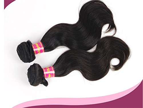 DaJun Hair 8A 3-Way Part Lace Closure with 3 Bundles Malaysian Virgin Remy Human Hair - Body Wave Natural Color (14