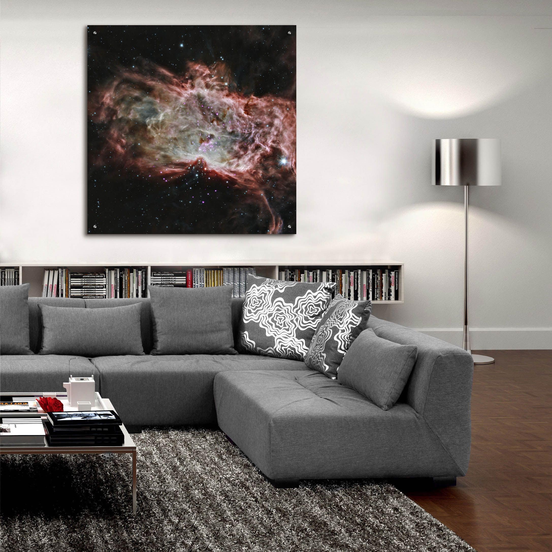 Epic 'Flame Nebula' Acrylic Glass Wall Art - 36x36 Inches Modern Space Galaxy Home Decor - Perfect for Living Room, Bedroom, or Office Wall Display