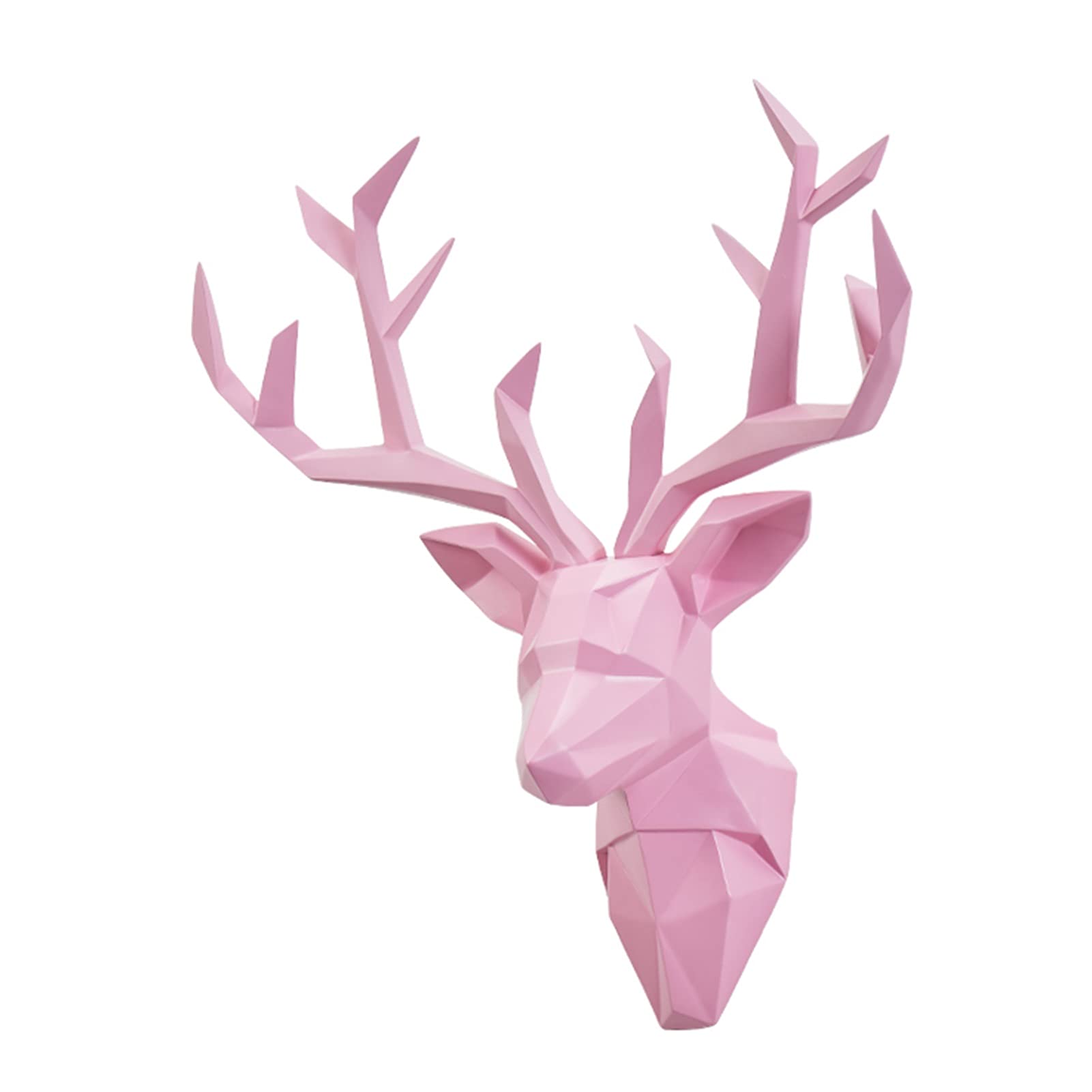 Stylish Pink Deer Head Wall Mount - Modern Geometry Stag Head Decor, Faux Taxidermy Resin Animal Sculpture for Living Room, Bedroom & Office Wall Art | Home Accessories & Unique Gift Idea