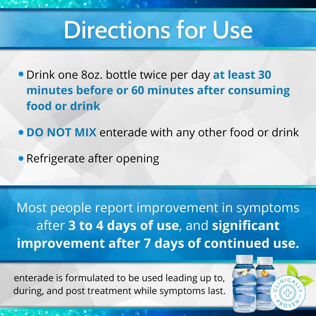 Enterade AO Hydration Drink Bundle - 24 Bottles (12 Orange & 12 Vanilla) 8oz Each - Clinically Formulated to Reduce GI Side Effects from Treatments - Perfect for Chemotherapy, Radiation & Medical Recovery Hydration