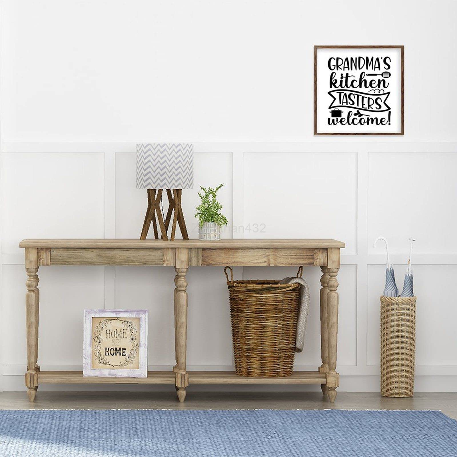 12x12 Inch Wood Framed Wall Sign - Farmhouse Kitchen Decor for Dining Room | Rustic Welcome Sign for Grandma's Kitchen & Cozy Home Decor | Perfect for Country Style Homes & Gift Giving