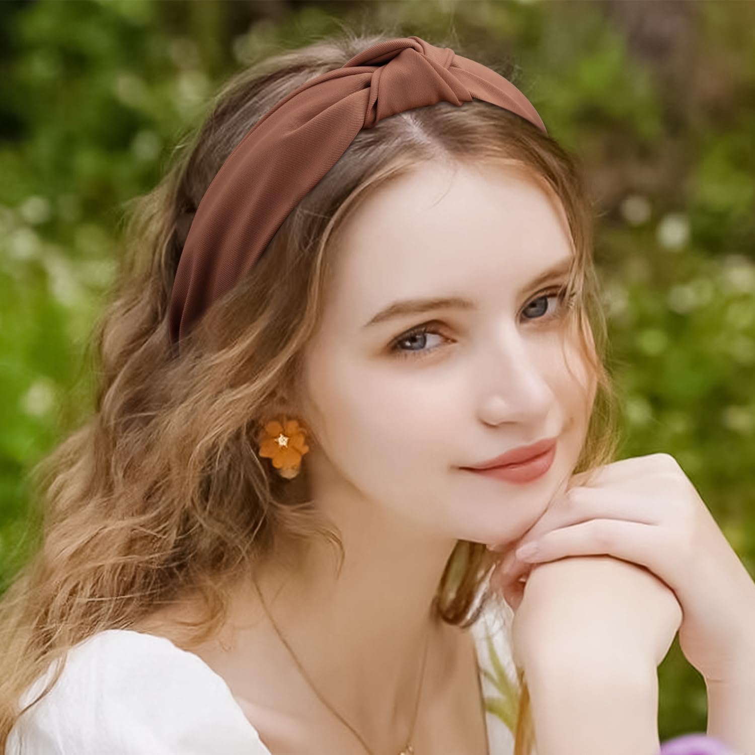 6 PCS Pearl Headbands for Women - Fashion Wide Knotted Fabric Hairbands, Non-Slip Hair Accessories for Women & Girls - Perfect for Weddings, Parties, and Everyday Wear