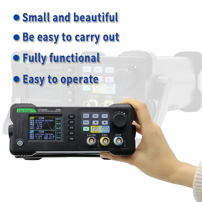 East Tester DDS Function Generator ET3340C - Dual Channel Arbitrary Waveform Generator with 40Hz Frequency, AM/FM/FSK Modulation & Sweep Function (Gray) - Perfect for Electronics Labs, Signal Testing & Engineering Education