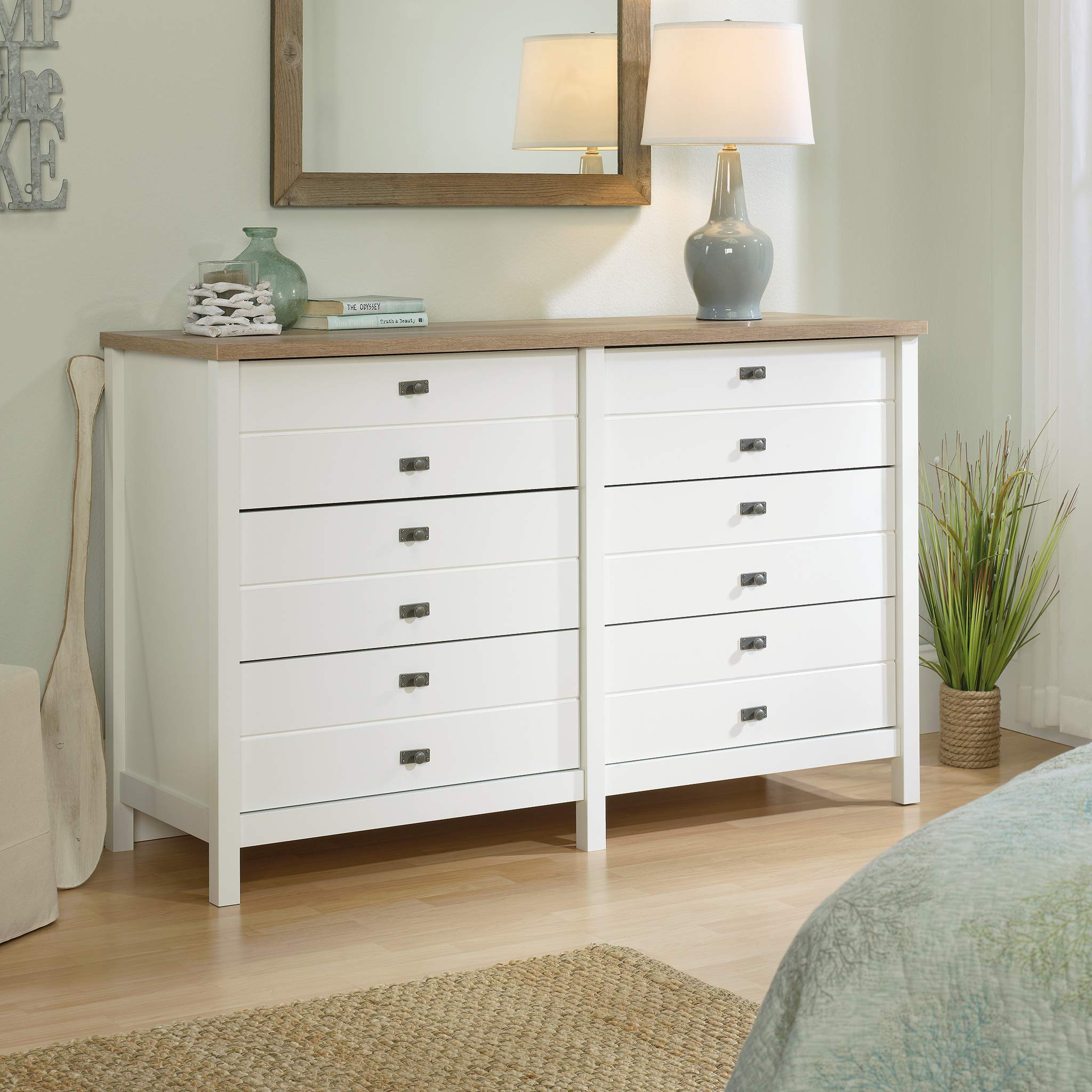 Sauder Cottage Road Dresser and 4-Drawer Chest - Soft White Finish, 56.77