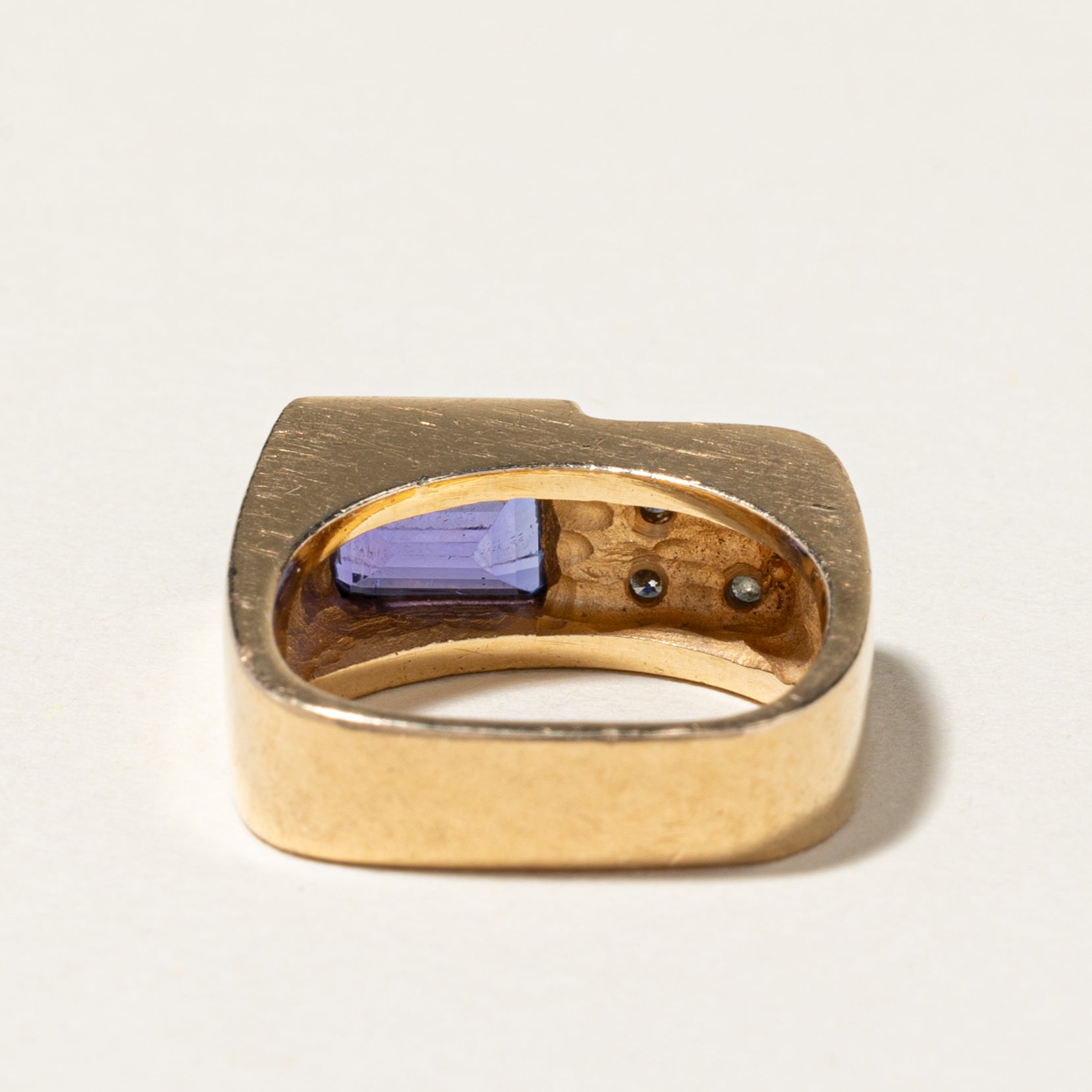 14K Yellow Gold Tanzanite & Diamond Cocktail Ring - 1.64ct Tanzanite & 0.12ctw Diamonds - Size 4 - Elegant Statement Jewelry for Parties, Weddings & Special Occasions