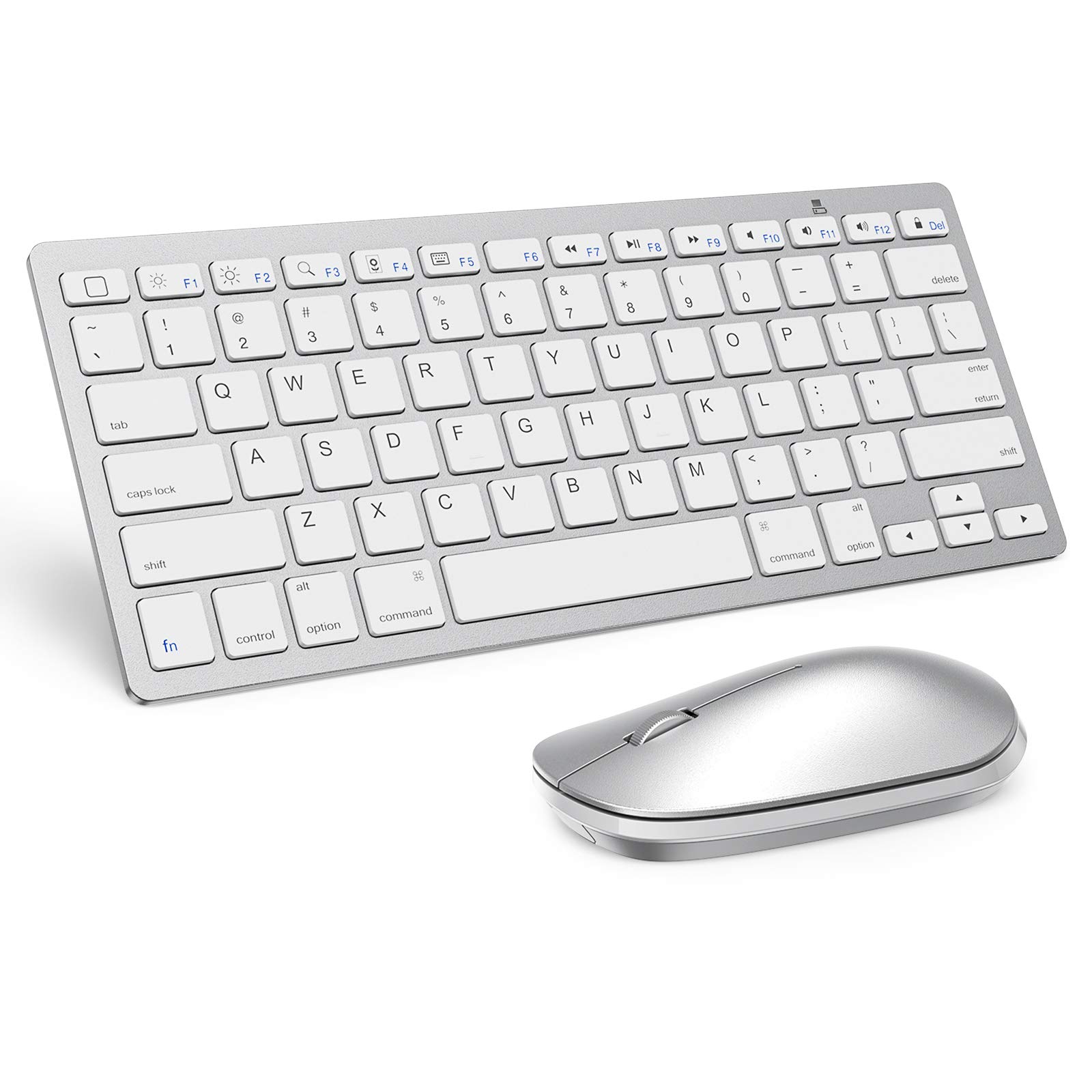 SPARIN Wireless Bluetooth Keyboard and Mouse Combo for iPad 11th/10th Gen, iPad Air 13/11 inch, iPad Pro 13/12.9/11 inch, iPad 9th/8th Gen, iPad Mini 7th -8.3 inch (iOS13+ Compatible) - Slim Portable Silver White Design for Home Office, School & Travel Use