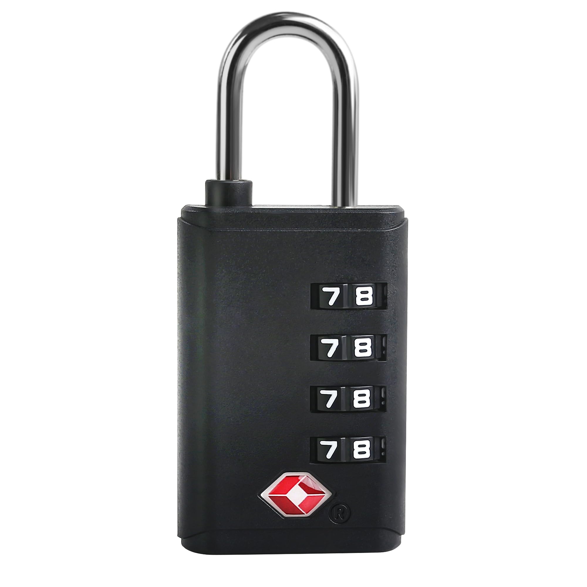 TSA Approved Luggage Locks - Small Combination Padlock with Alert Indicator | Secure Suitcase, Cabinet, Gym Locker, Gun Case & Box | Travel Essentials for Airports & Home Security (Black)