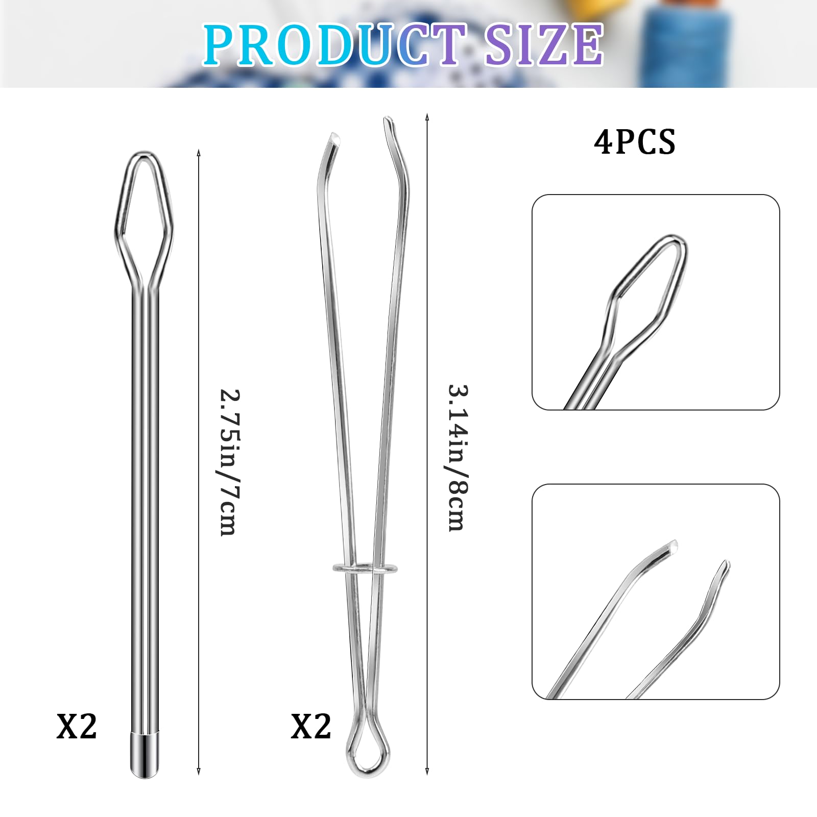 4 Pcs DIY Rope Threader Clip - Elastic & Drawstring Threading Tool with Metal Tweezers - Easy Pull Sewing Accessories for Pants, Hoodies, Bags & DIY Crafts Replacement
