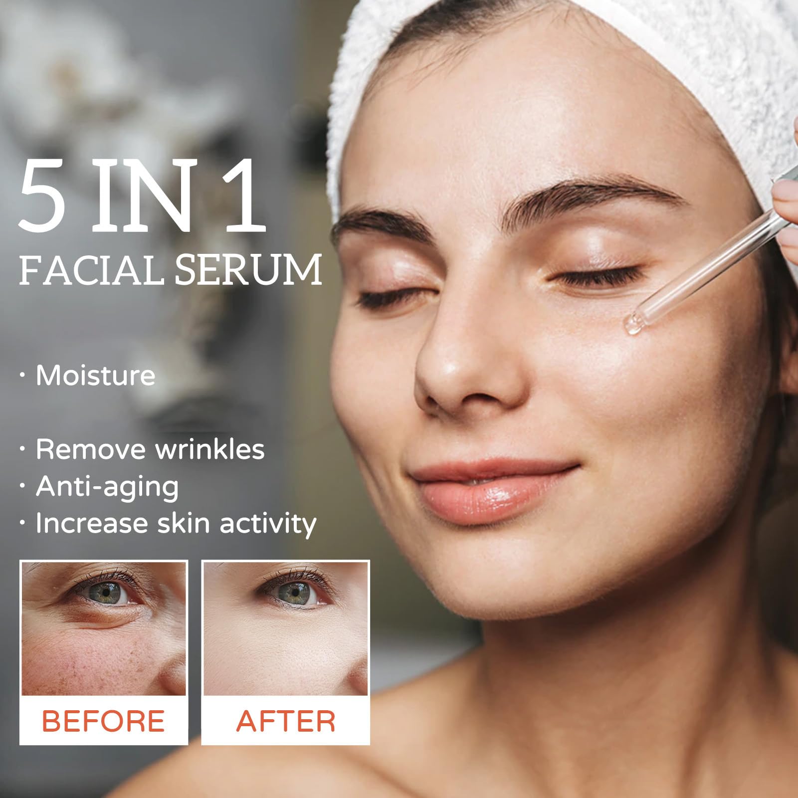 5 in 1 Vitamin C Facial Serum - 30% Vitamin C, Hyaluronic Acid & Niacinamide for Anti-Aging, Wrinkle Reduction & Hydration - Collagen Boosting with Vitamin E - 1.05 Fl.oz - Perfect for Daily Skincare Routine & Nighttime Rejuvenation