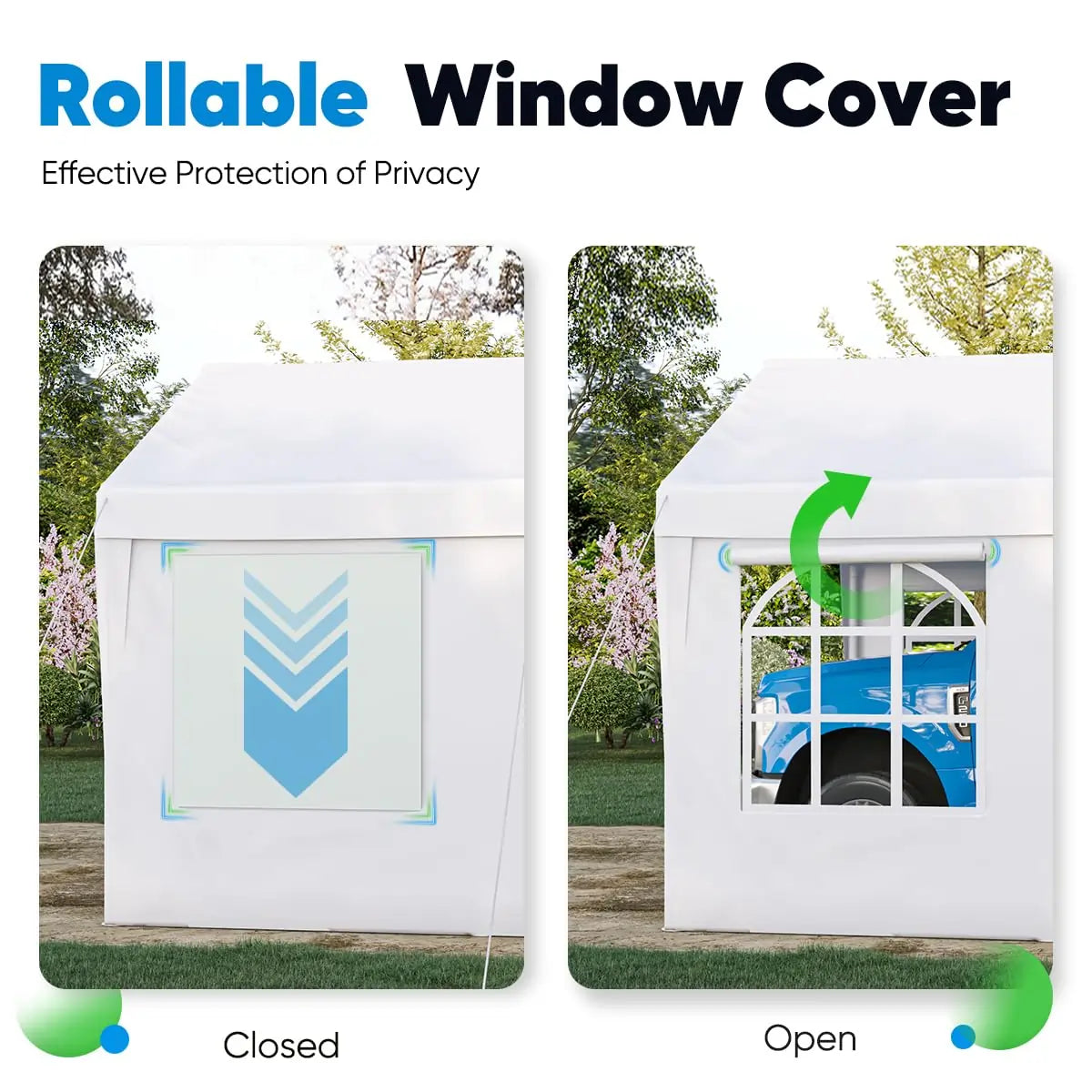 20' x 10' Heavy Duty Car Shelter with Clear Windows - Waterproof Outdoor Vehicle Cover for Cars, Trucks, SUVs - Perfect for Home Garage, Driveway & RV Storage Protection
