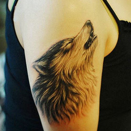3D Big Wolf Face Temporary Tattoo Sticker for Women & Men - 21x15CM Realistic Fake Tattoo - Perfect for Halloween, Cosplay, Parties and Costume Events - 1PC