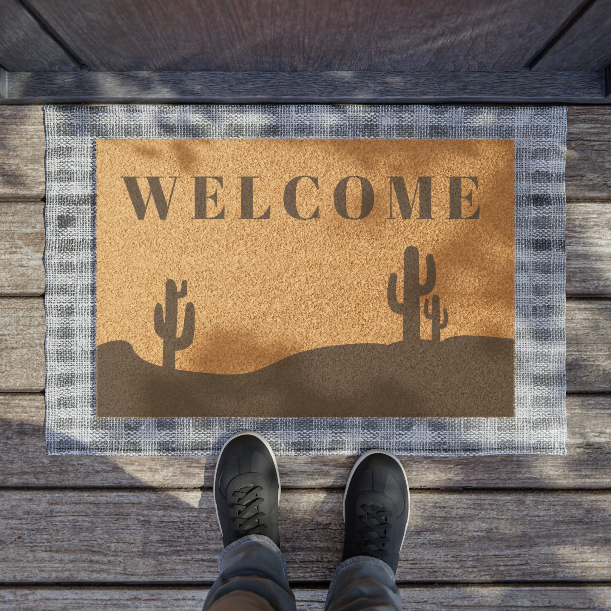 Premium Heavy Duty Door Mat - Non-Slip Indoor/Outdoor Welcome Rug with Desert Trail Design - Perfect for Entryway, Patio, Garage & High Traffic Areas