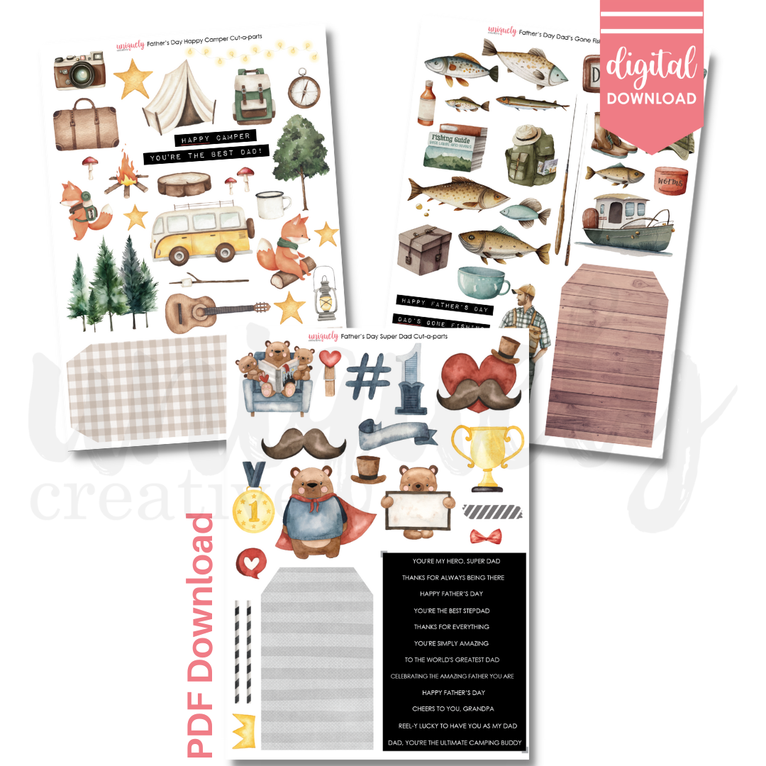 Father's Day Cut Apart Collection Bundle - Digital Download for Scrapbooking, Card Making & DIY Crafts