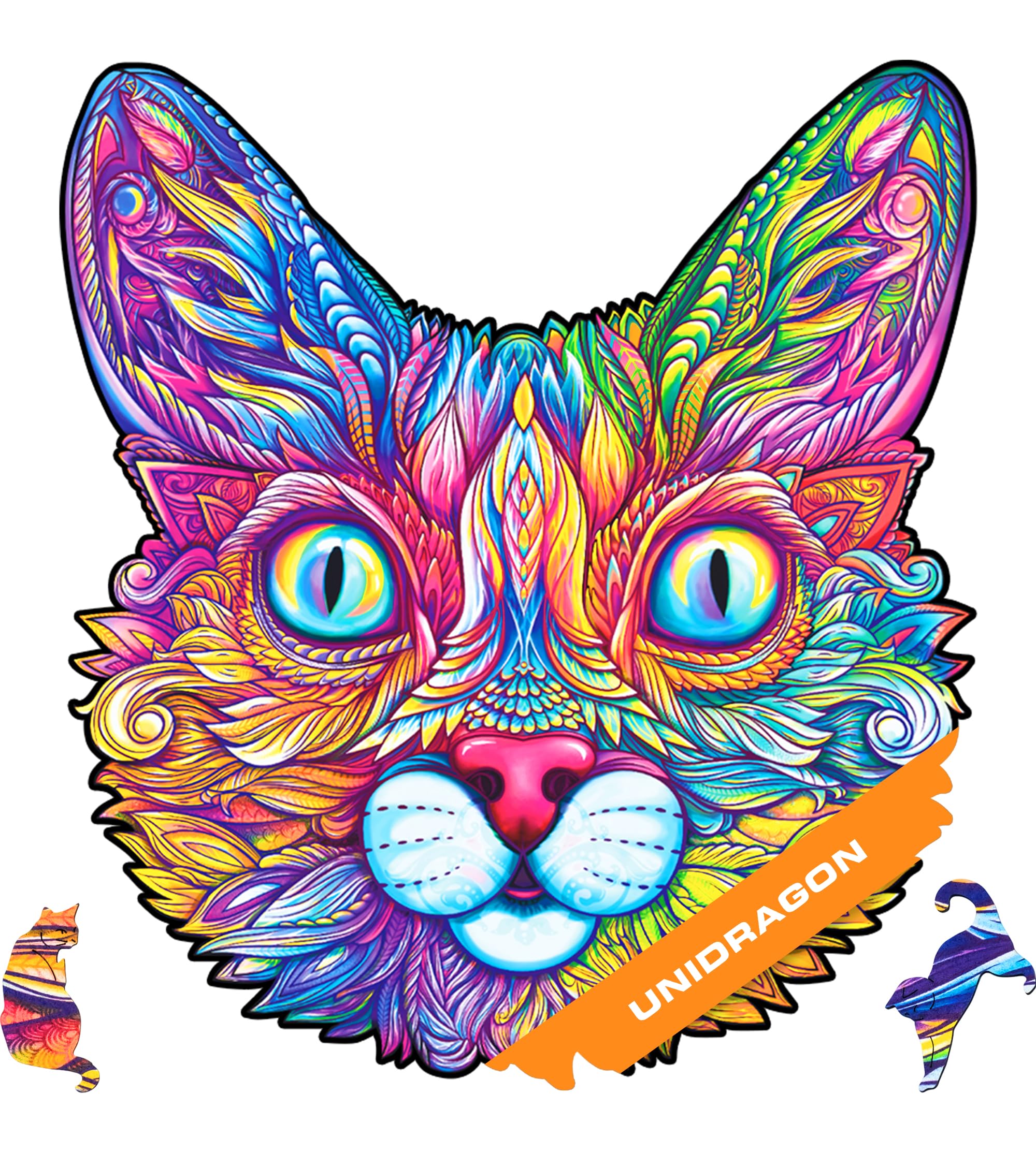 UNIDRAGON Original Wooden Jigsaw Puzzle - 700 Piece Cat Puzzle with Unique Shape, 20.8