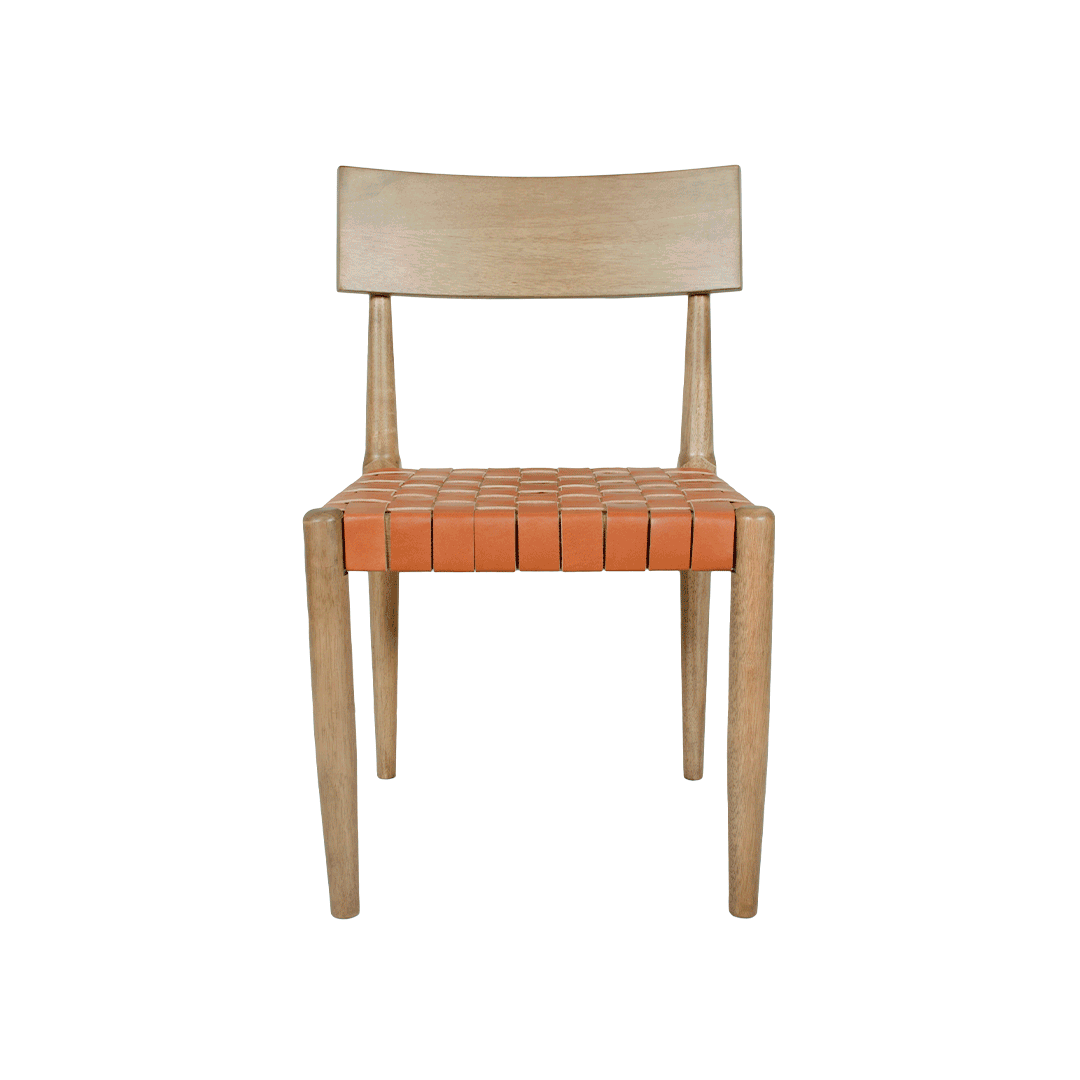 Urbanest Modern Dining Chairs Set of 2 - Solid Rubber Wood Kitchen Chairs with Genuine Leather Woven Seat - Armless Design for Dining Room, Kitchen, Restaurant & Living Room - Perfect for Home Decor, Small Spaces & Commercial Use