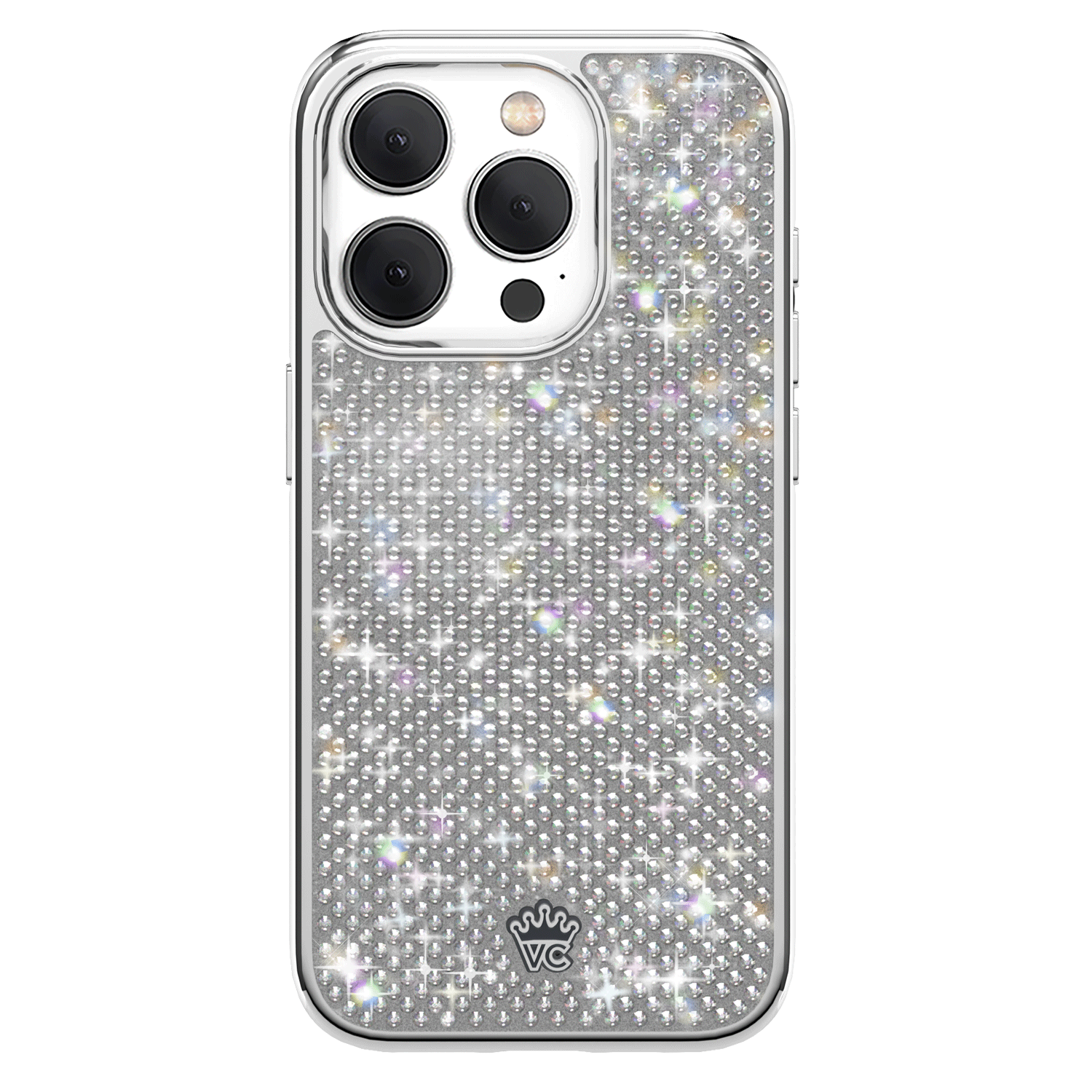 Luxury Chrome Caviar Crystals iPhone Case - Elegant Protective Cover for iPhone 13/14/15 Pro Max - Sparkling Rhinestone Design for Women & Girls - Perfect for Parties, Weddings & Special Occasions