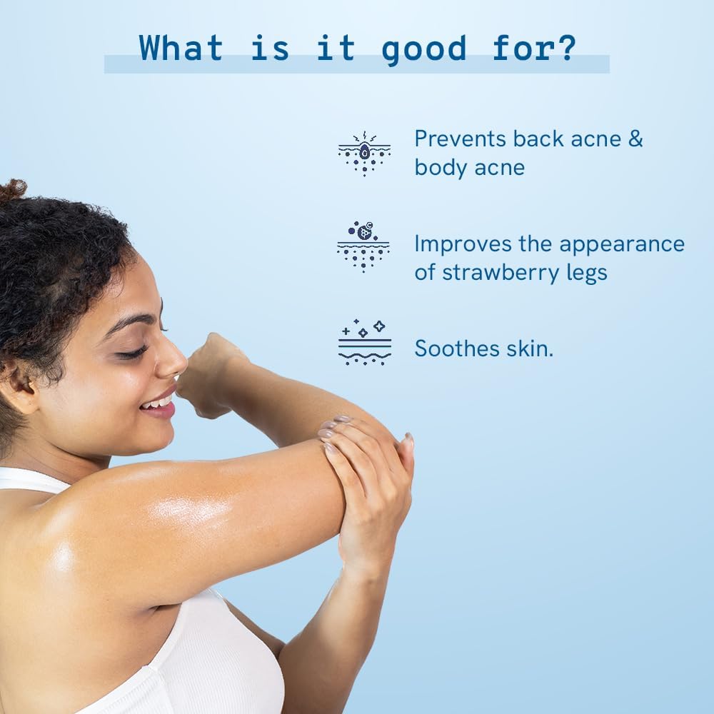 1% Salicylic Acid Body Wash with Loofah - Gently Exfoliates & Prevents Body Acne, Deep Cleanses Skin - Paraben & SLS Free - 250ml - Perfect for Back Acne, Chest Breakouts & Sensitive Skin Care