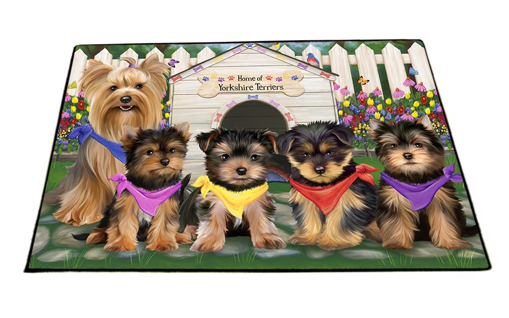 Premium Anti-Slip Spring Dog House Mat for Yorkshire Terrier - 24x36 Inch Washable Indoor/Outdoor Pet Door Rug with Pet Portrait - Perfect for Home Entrance, Porch & Patio Floor Protection