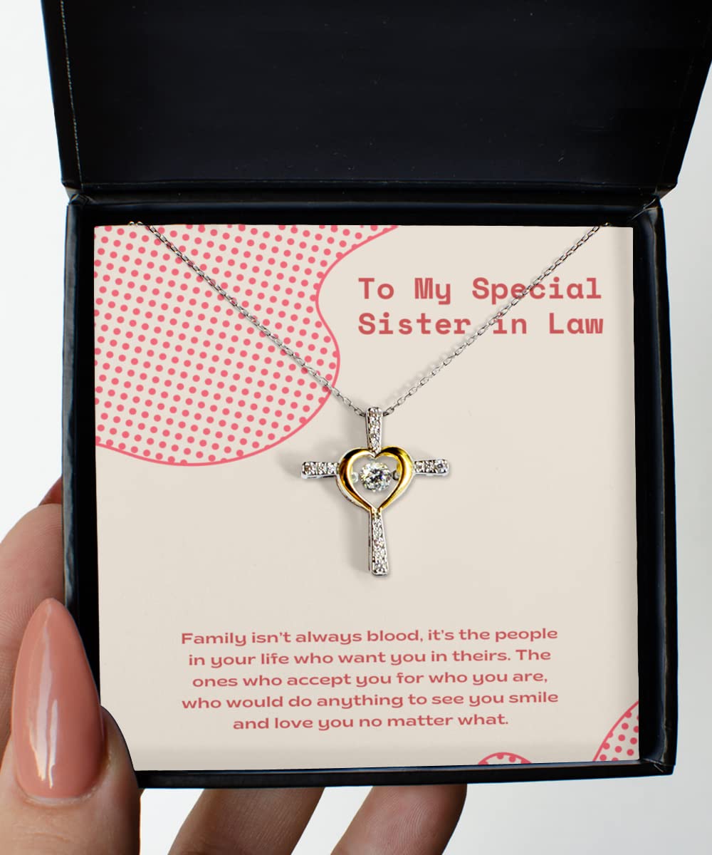 Sister-in-Law Necklace Gift - Sterling Silver & Gold Plated Cross Pendant for Birthday, Christmas, Wedding
