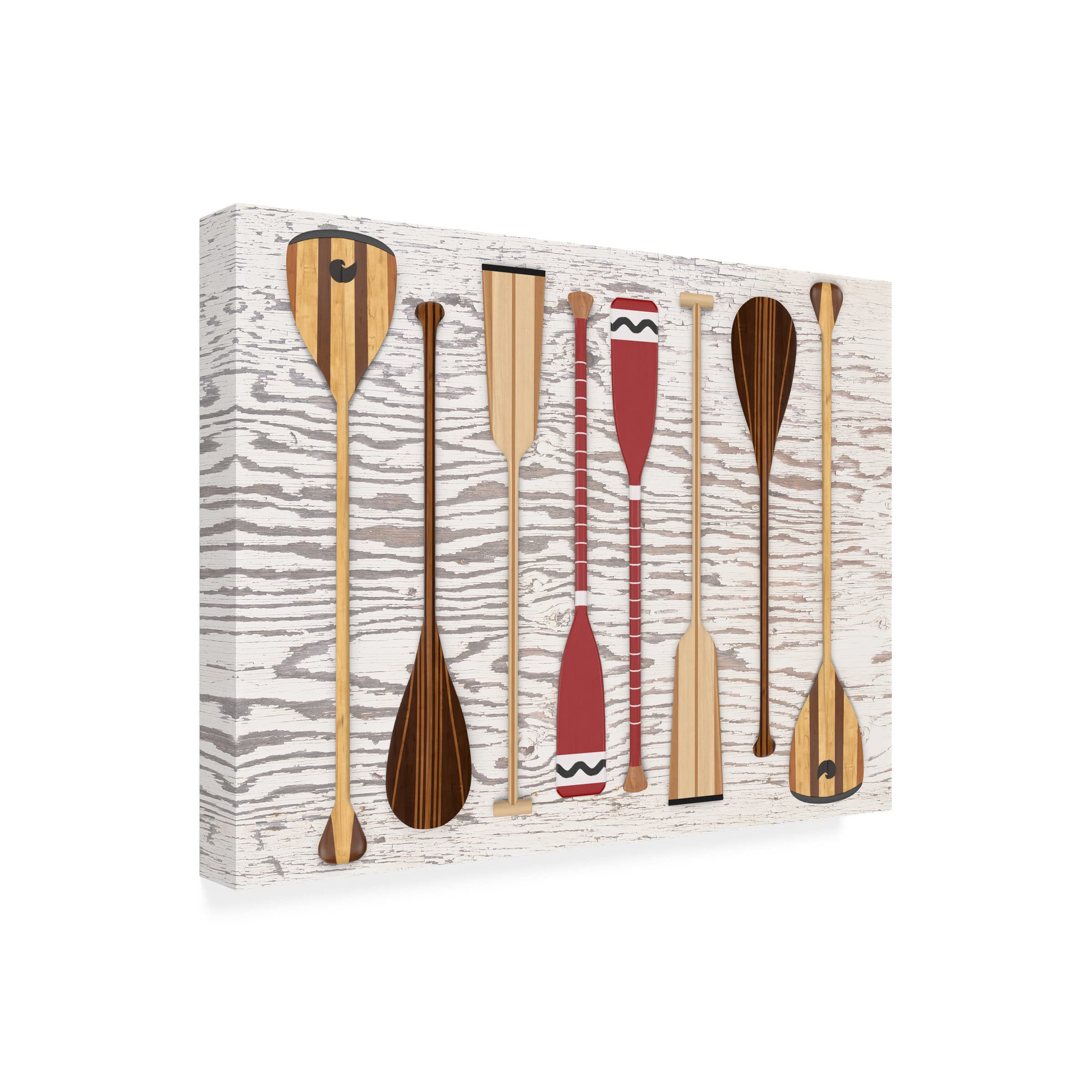 Edward M Fielding 'Canoe Paddles And Oar' Canvas Wall Art Print - Nature Landscape Painting for Living Room, Bedroom & Office Decor