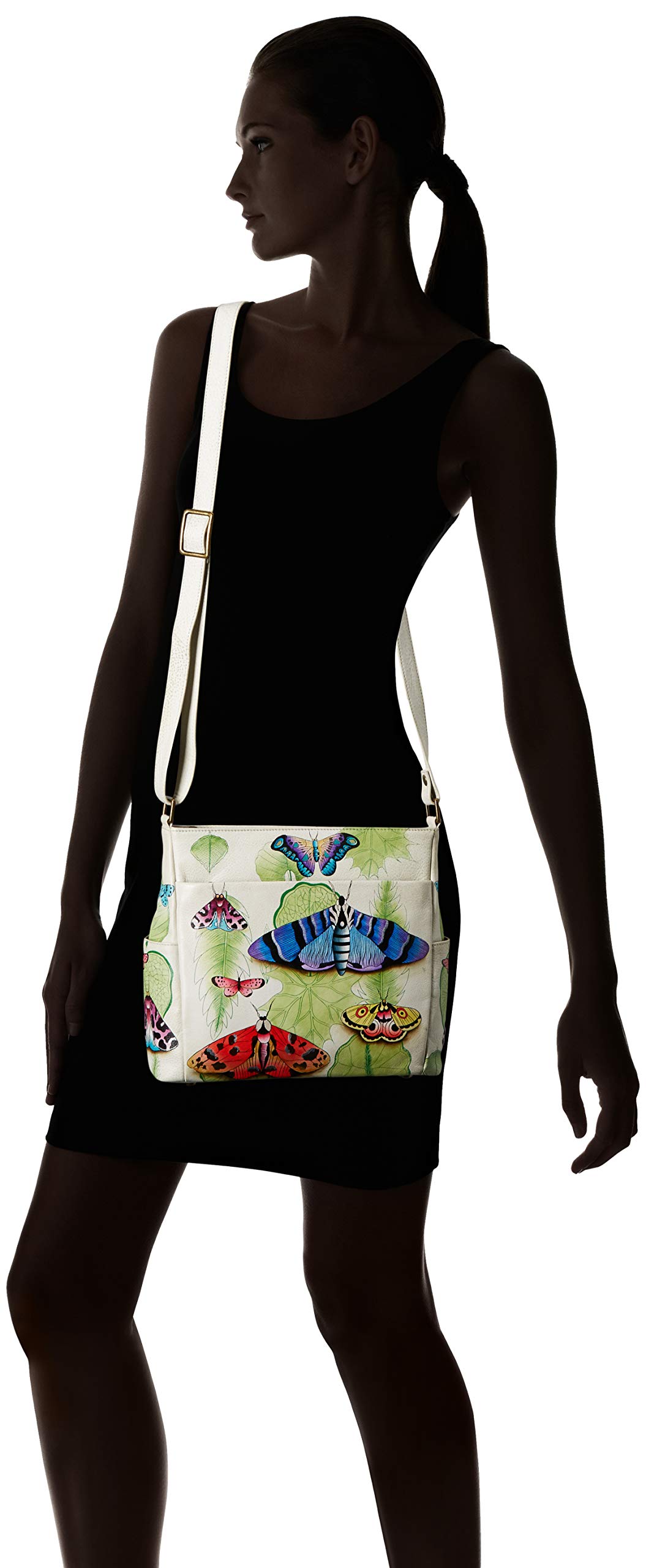 Anuschka Hand-Painted Genuine Leather Crossbody Purse for Women - Stylish Shoulder Bag with Side Pockets - Perfect for Travel, Shopping & Everyday Use